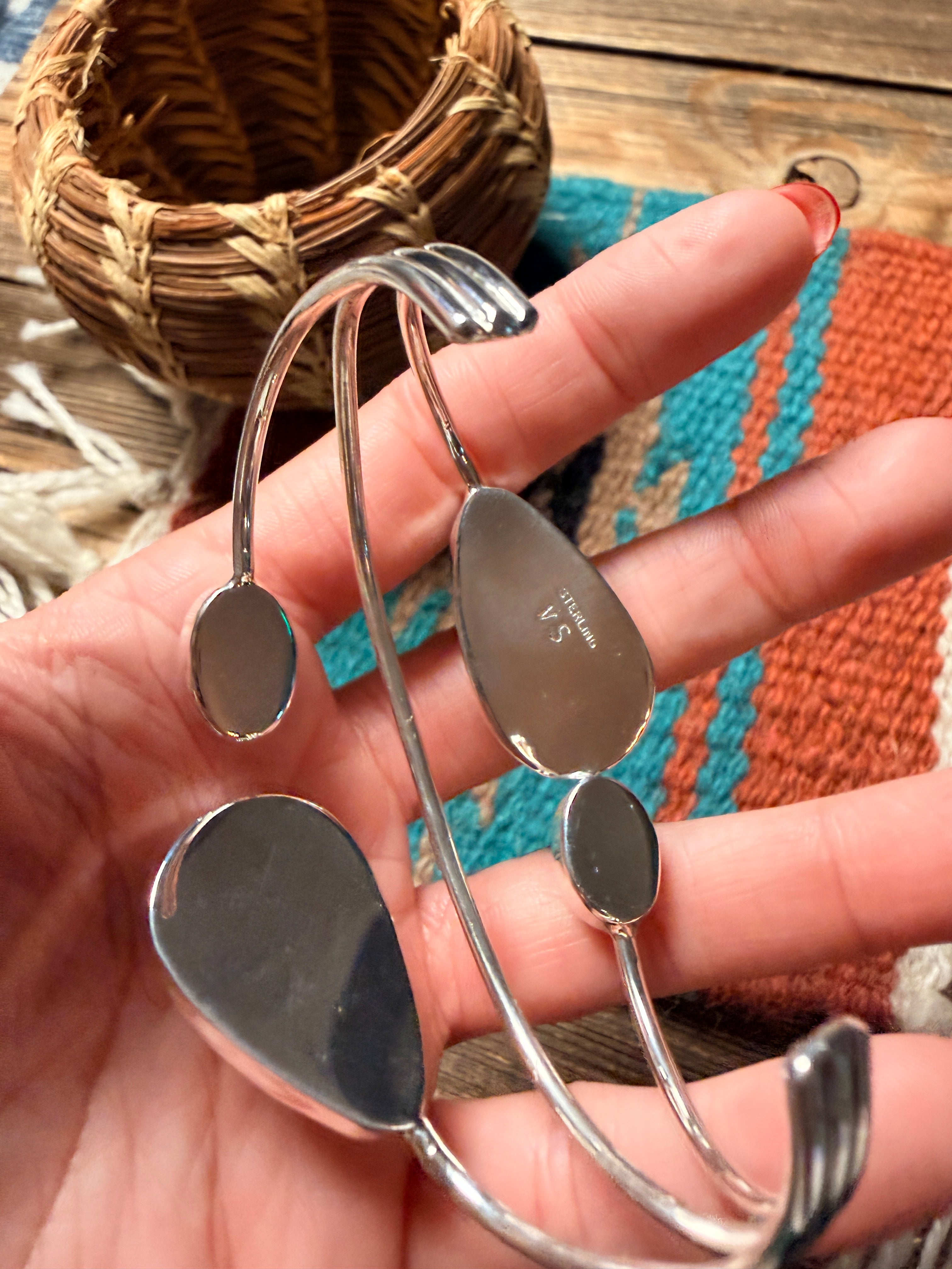 Handcrafted Royston Turquoise & Sterling Silver Cuff Bracelet by Virginia Sandoval