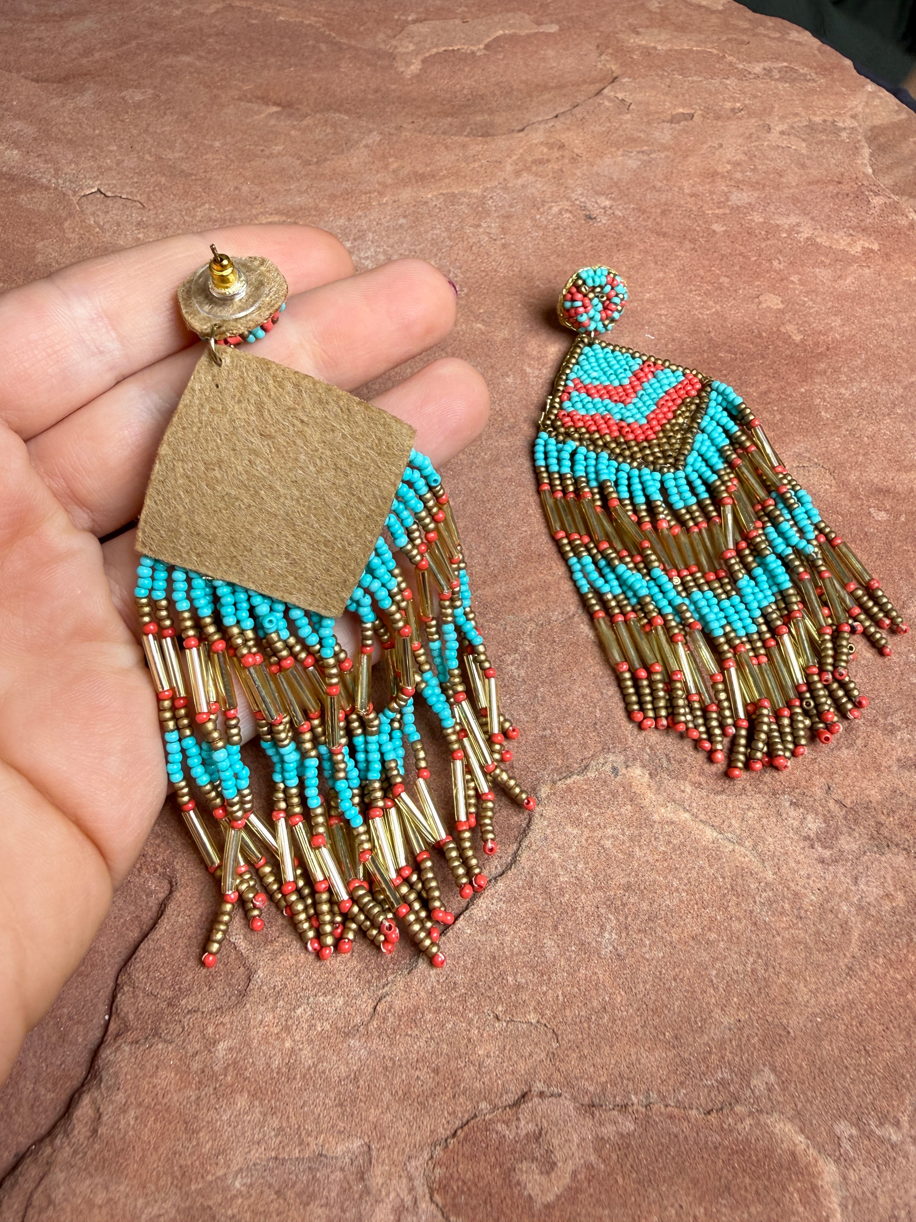 “The Golden Collection” Williams Handmade Multi Colored Beaded Earrings