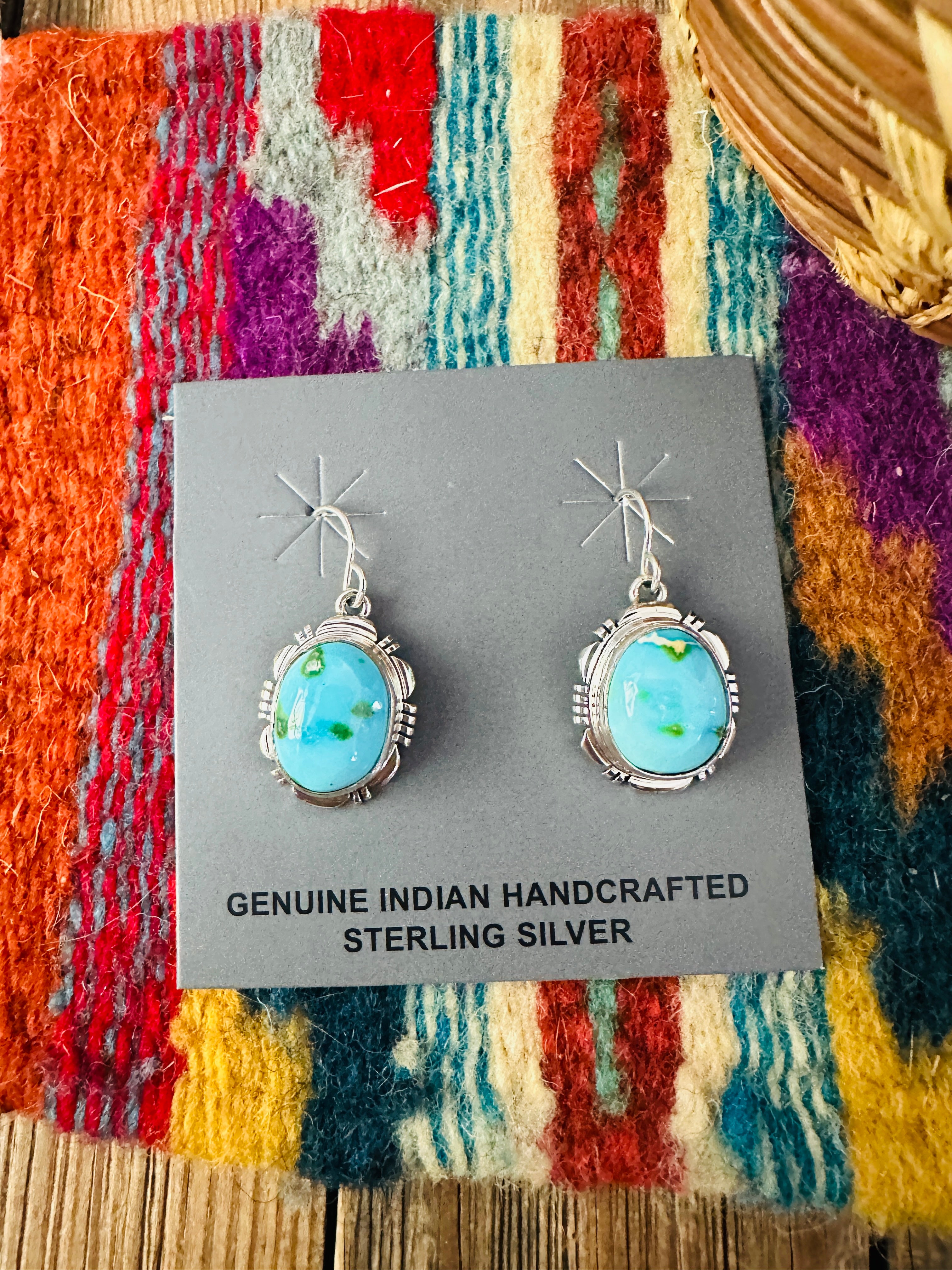 Handcrafted Sonoran Mountain Turquoise & Sterling Silver Dangle Earrings