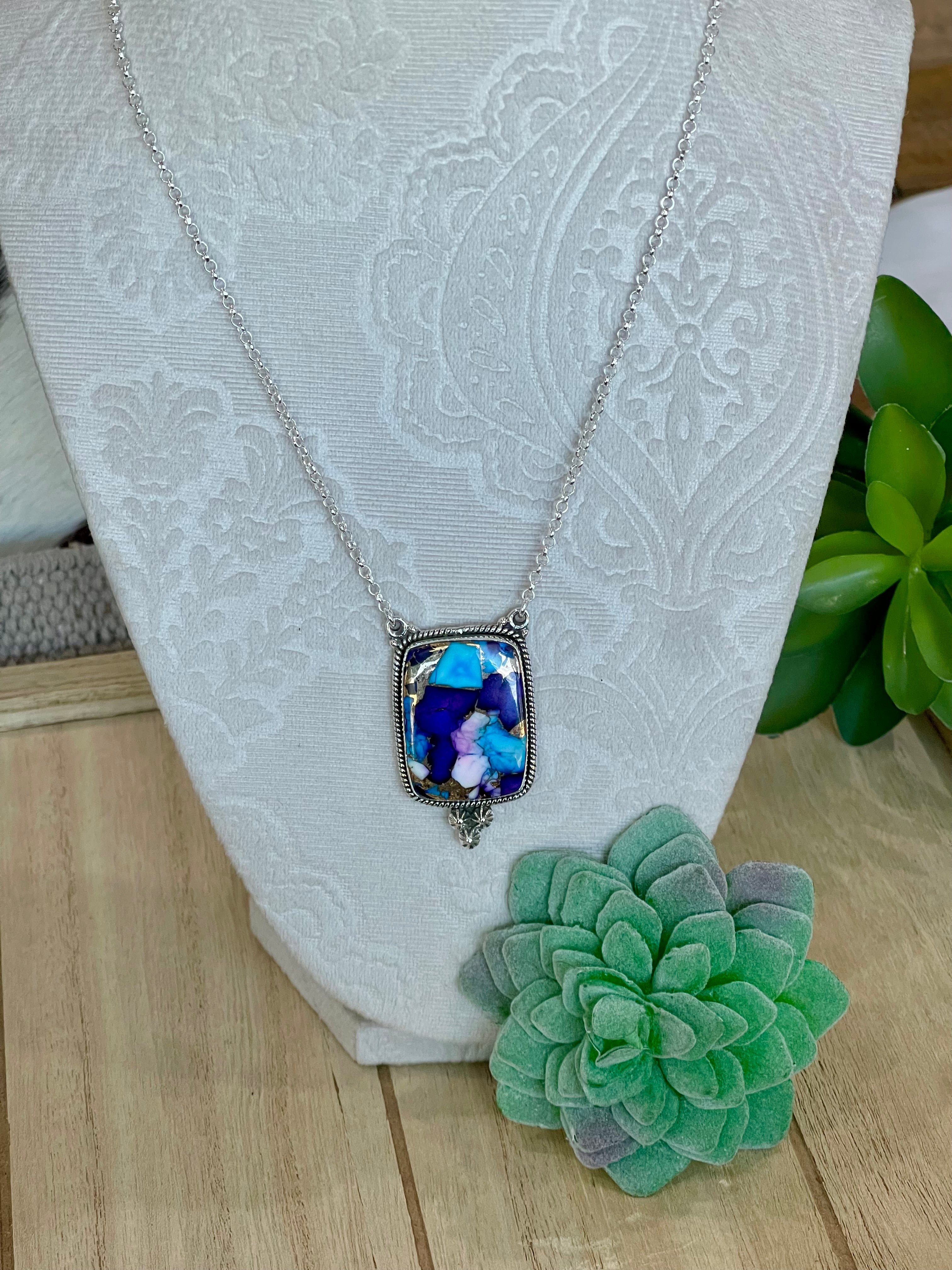 Handmade Sterling Silver & Purple Dream Mojave Heart Necklace