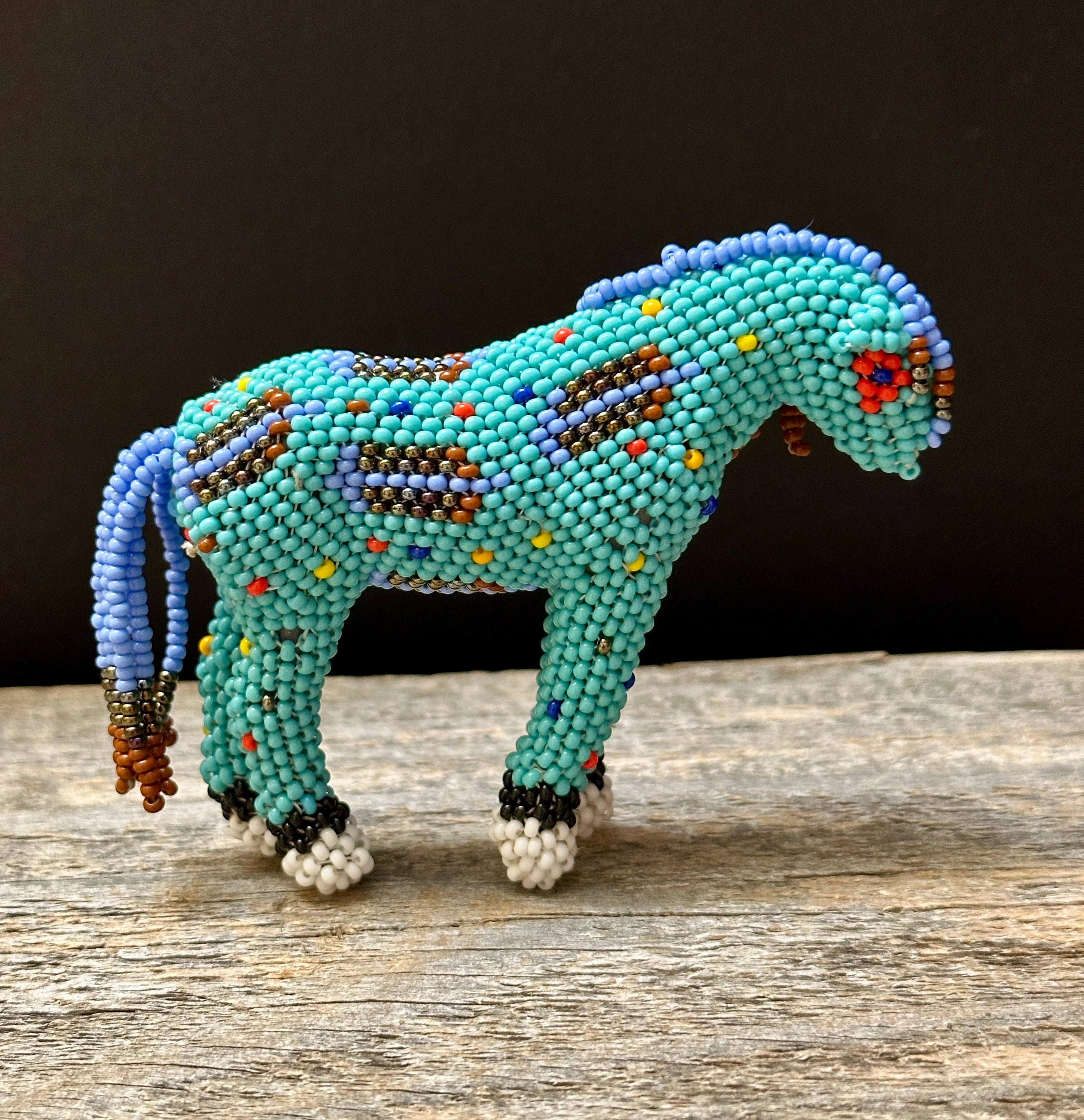 Handmade Peyote Stitched Horse Figurine- Turquoise 6