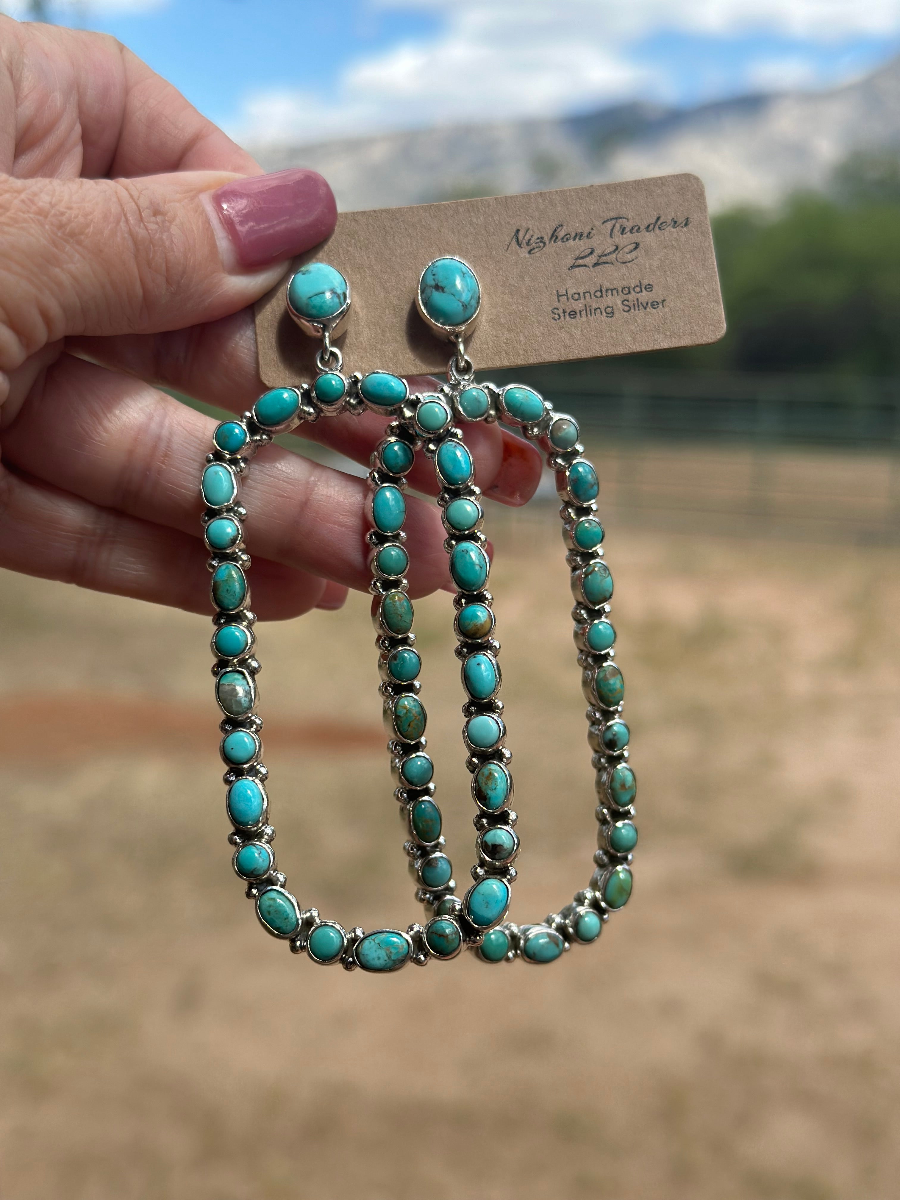 Tubac Royston Turquoise and Sterling Silver Statement Dangles