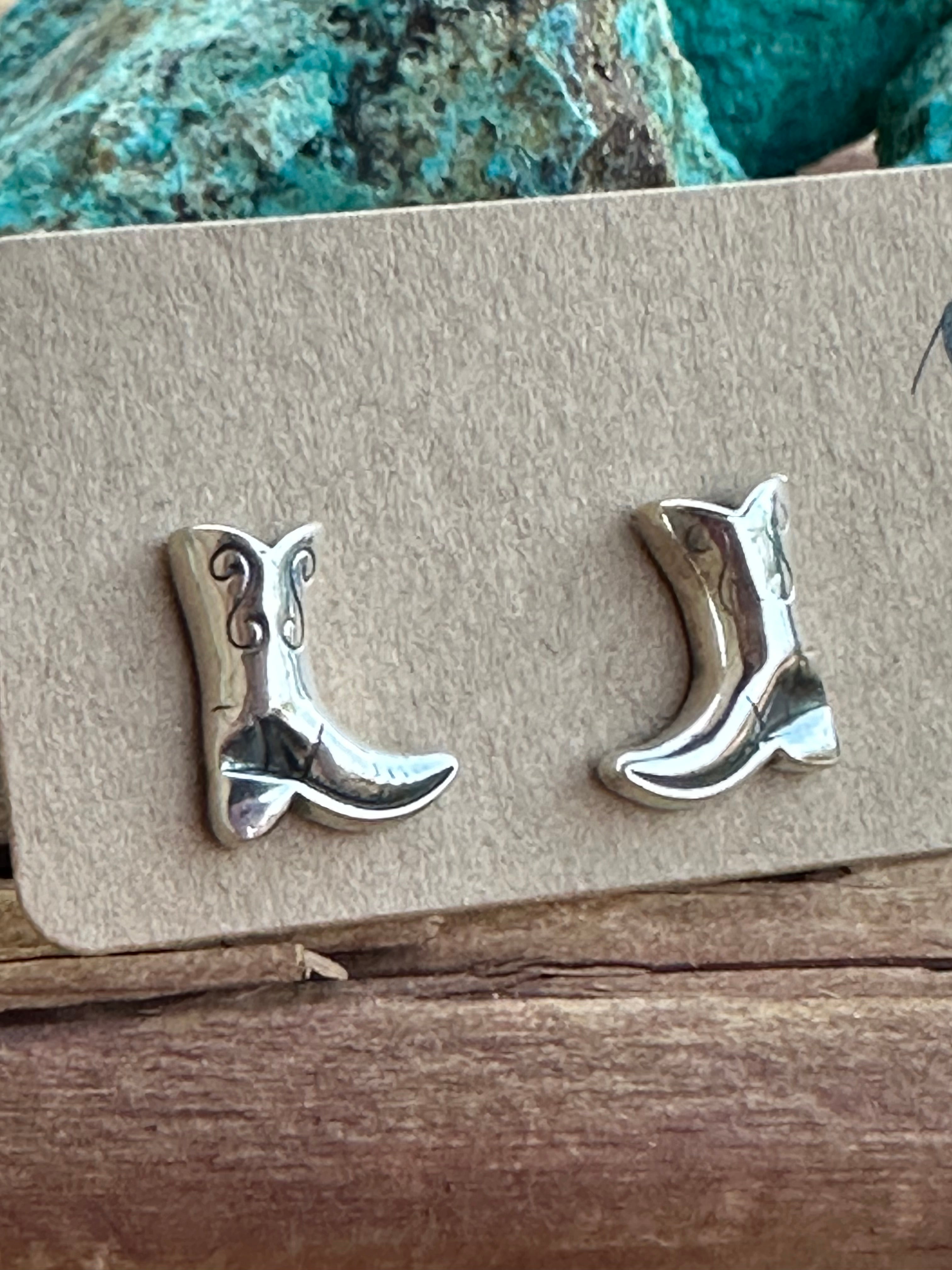 “The Cowboy” Handmade Sterling Silver Cowboy Boot Stud Earrings