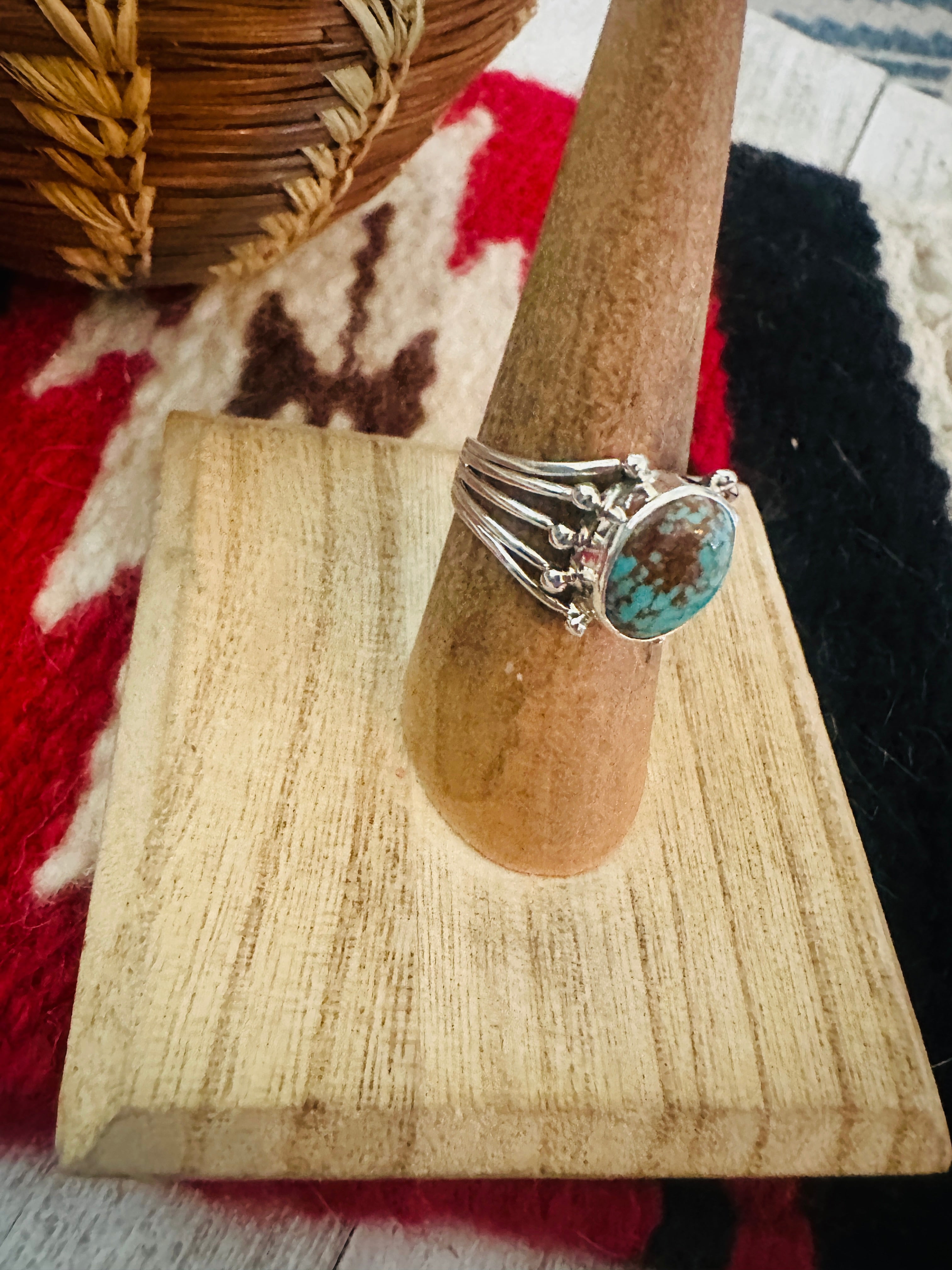 Navajo Sterling Silver & Turquoise Ring Size 7