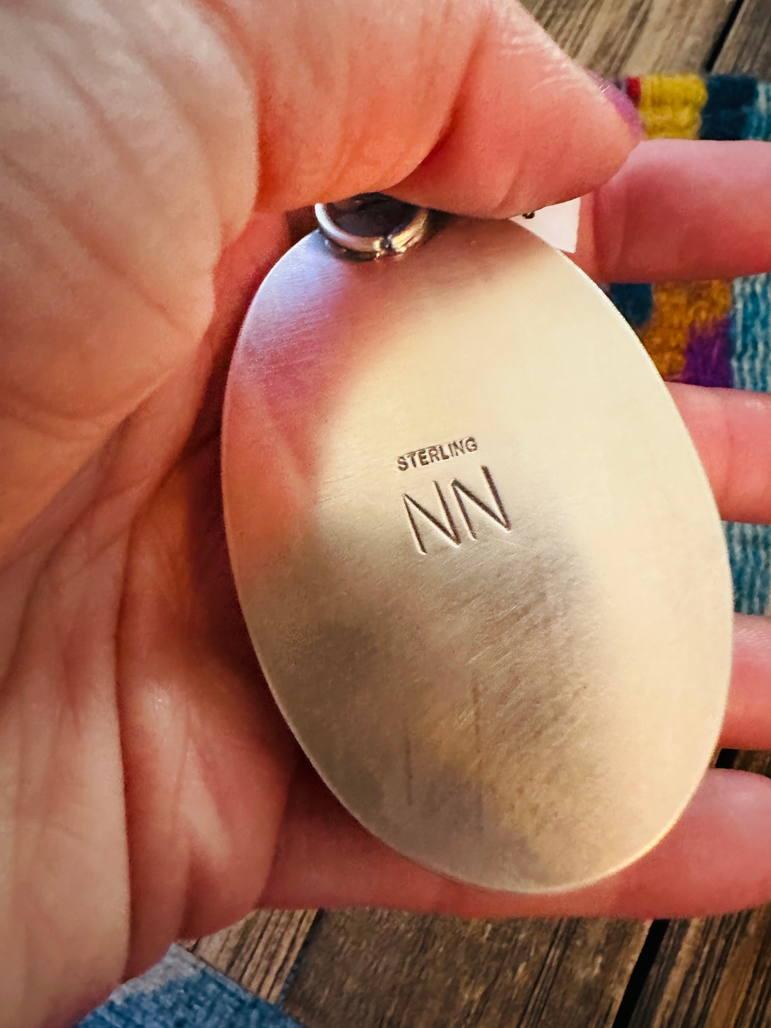 Handcrafted Sterling Silver & Blackjack Turquoise Pendant