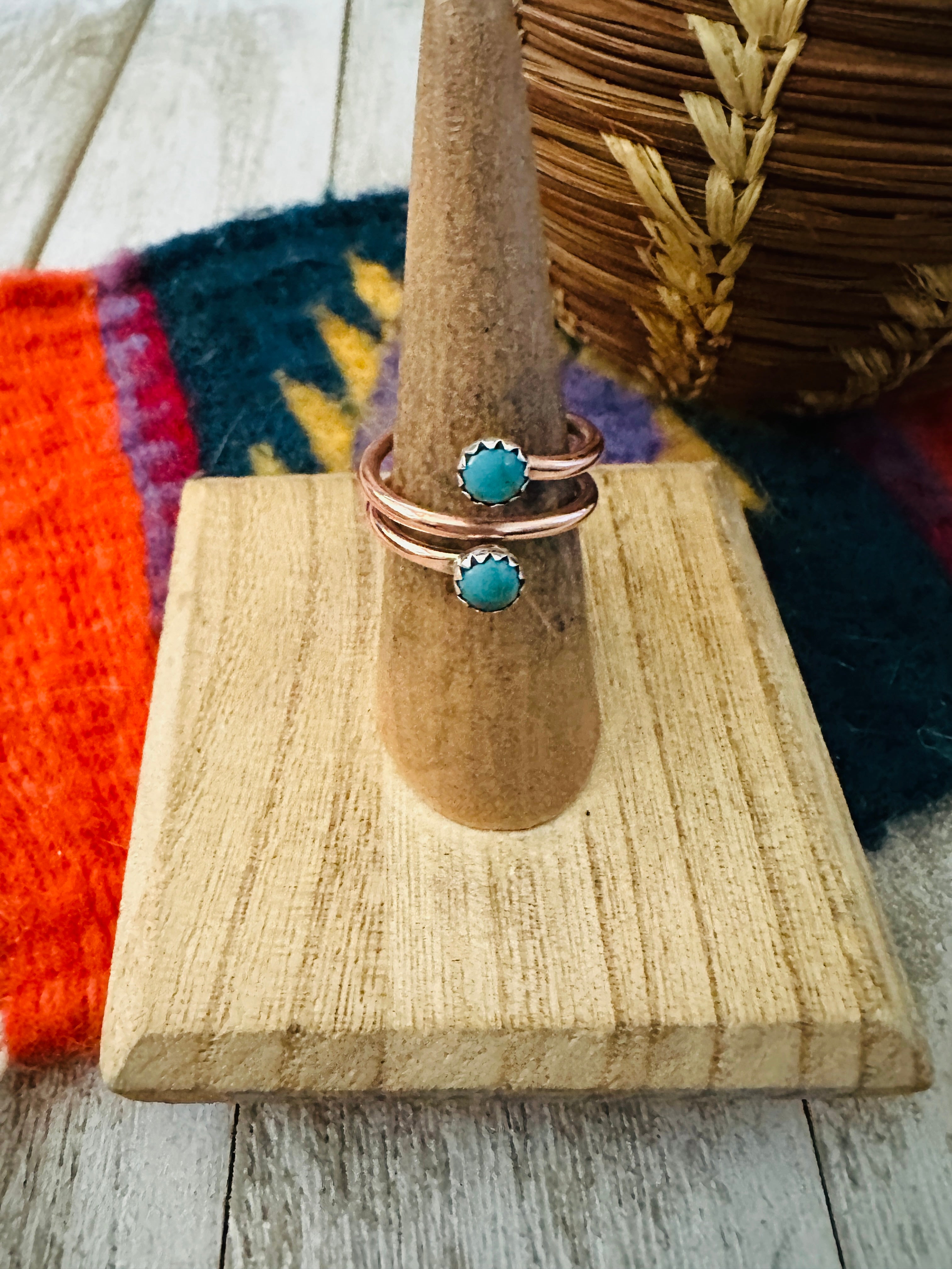 Navajo Copper & Turquoise Adjustable Ring