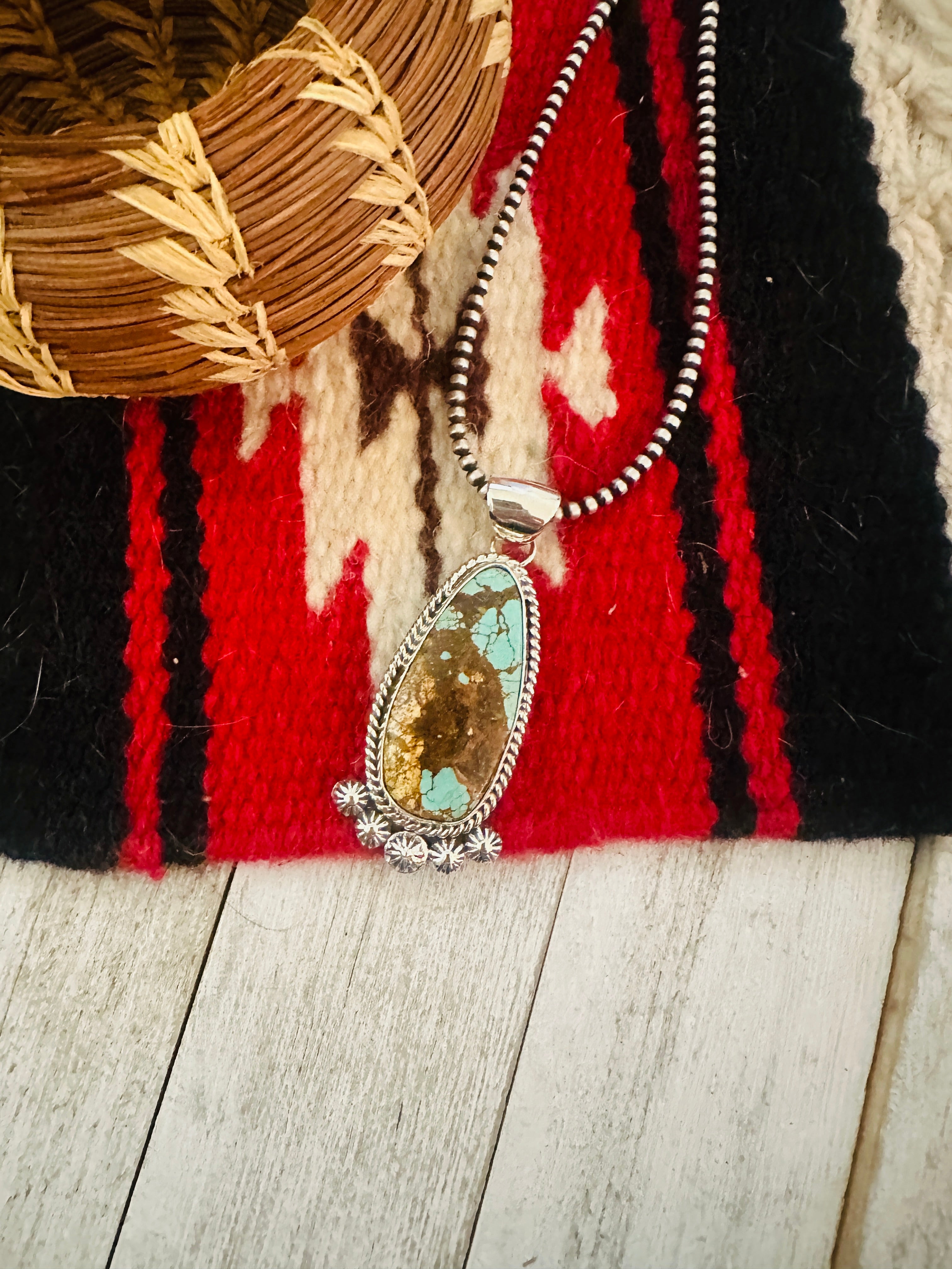 Navajo Number 8 Turquoise & Sterling Silver Pendant