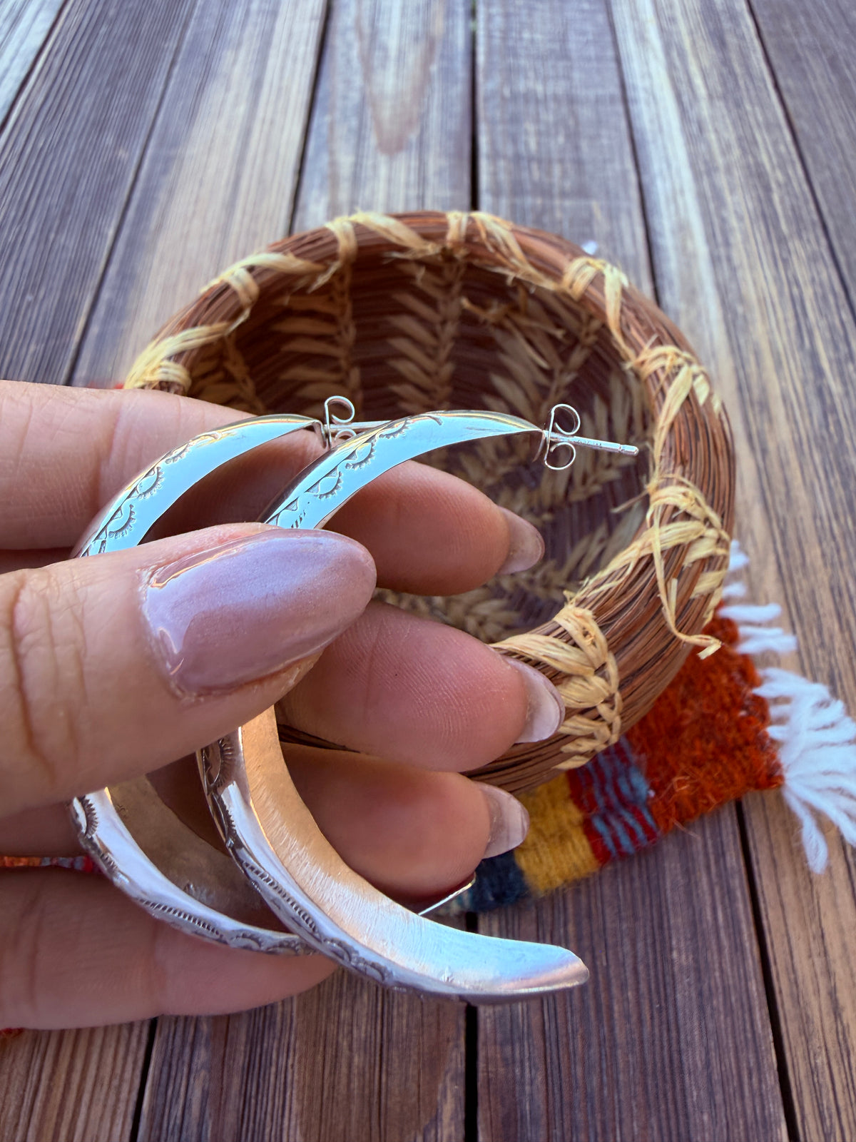 Handcrafted Sterling Silver Hoop Earrings
