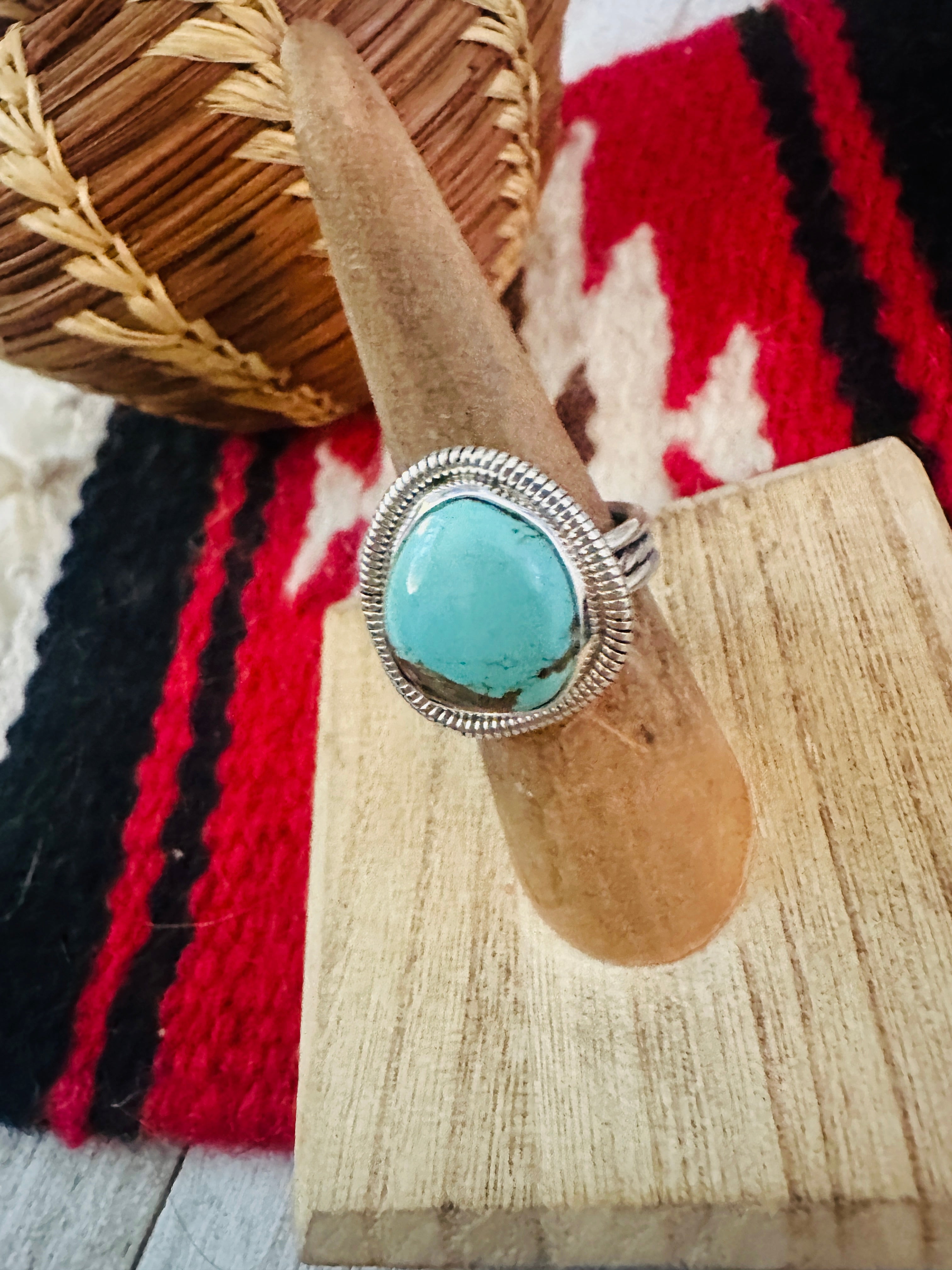 Navajo Sterling Silver & Turquoise Ring Size 5