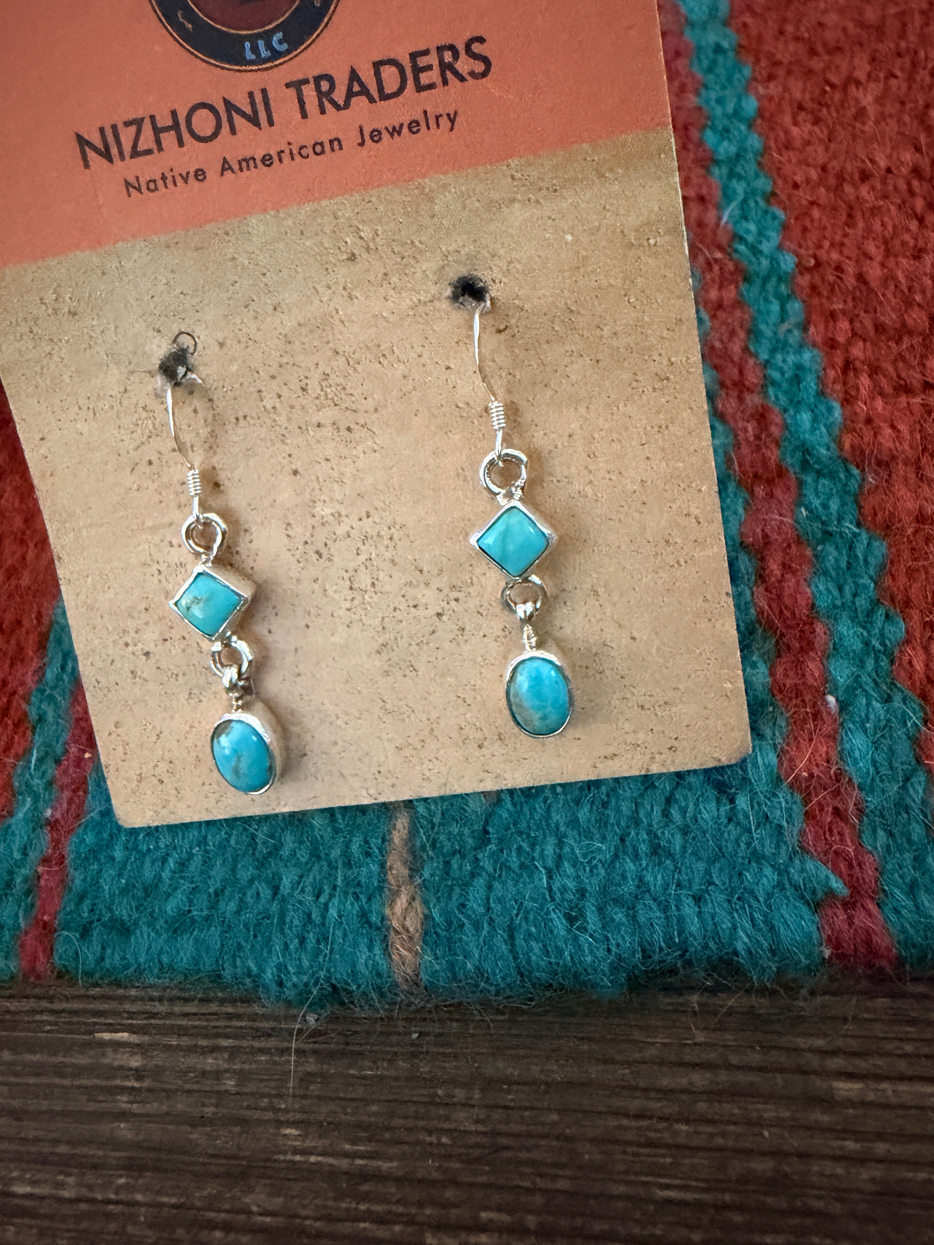 Handcrafted Turquoise & Sterling Silver Dangle Earrings
