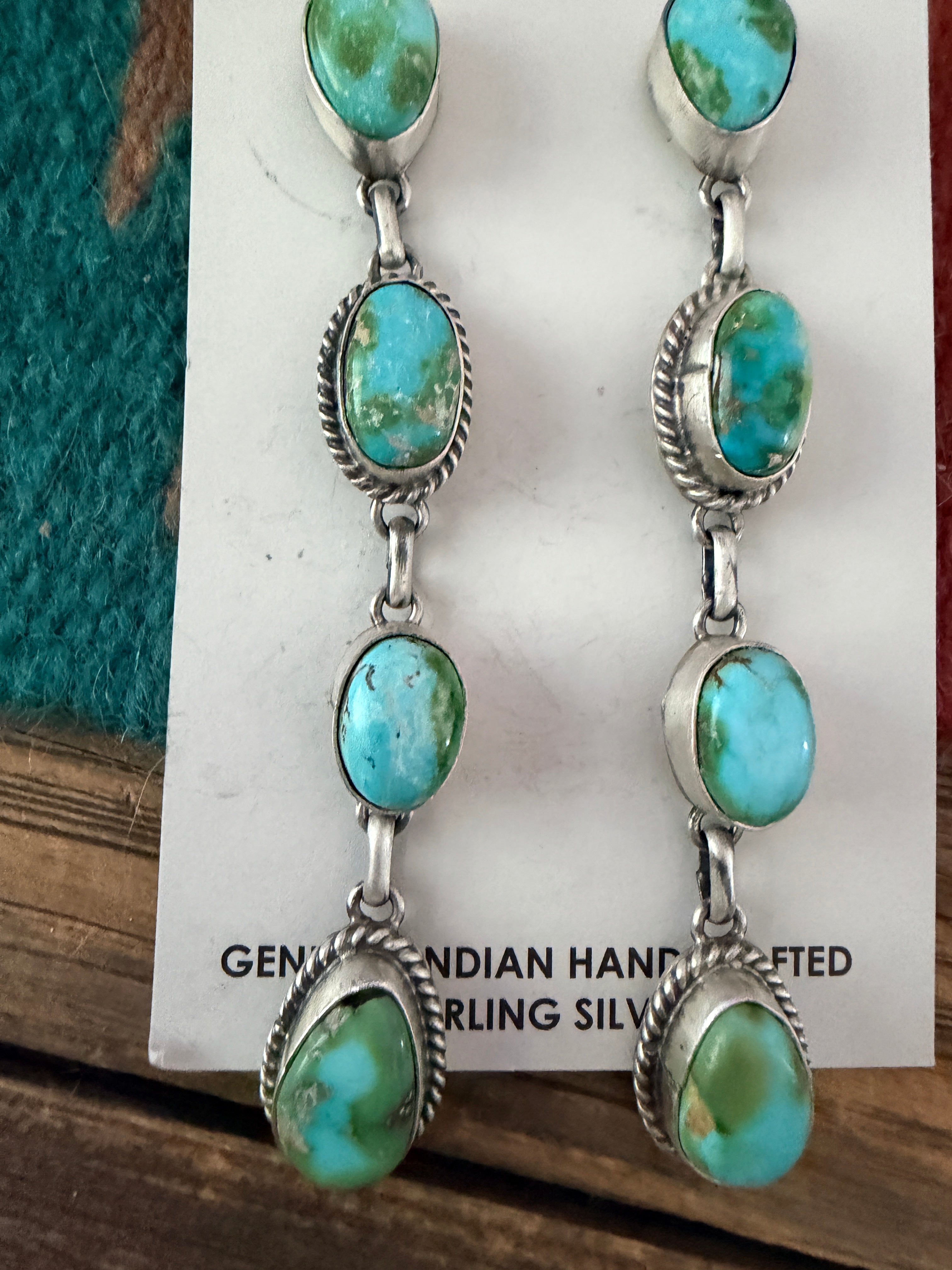 Handcrafted Sonoran Mountain Turquoise & Sterling Silver Dangle Earrings