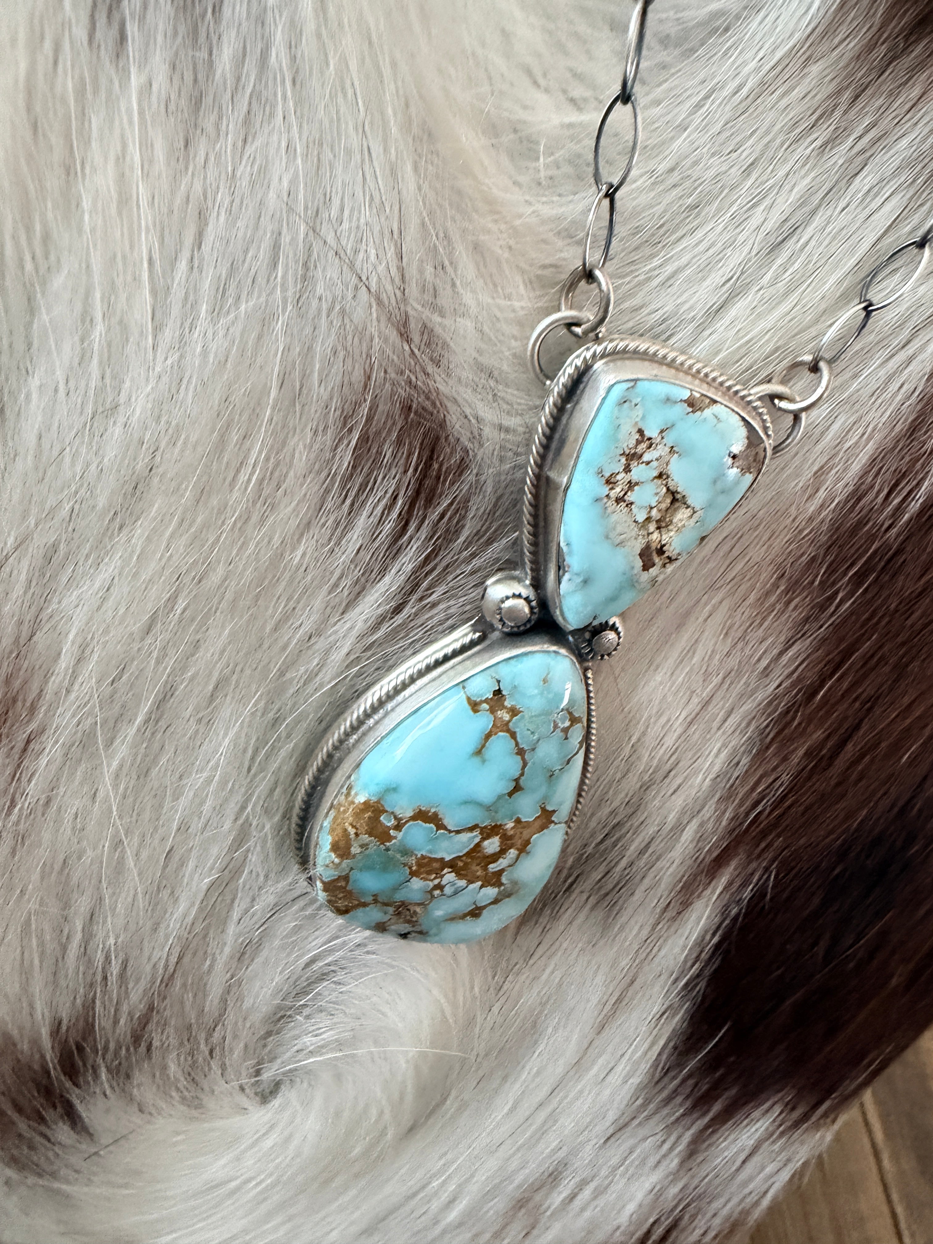 Handcrafted Dry Creek Turquoise & Sterling Silver Necklace by Joelias Draper