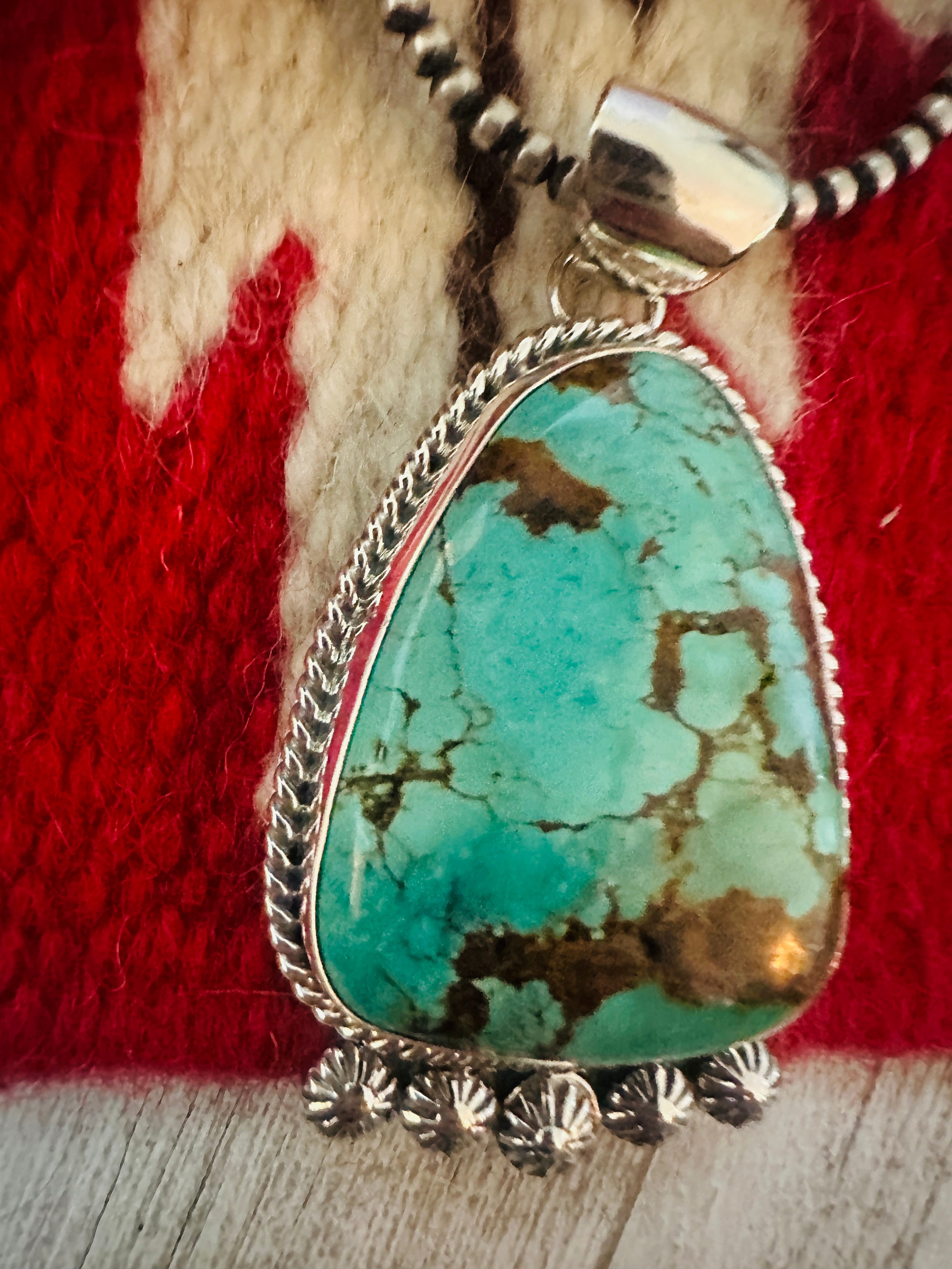 Navajo Number 8 Turquoise & Sterling Silver Pendant