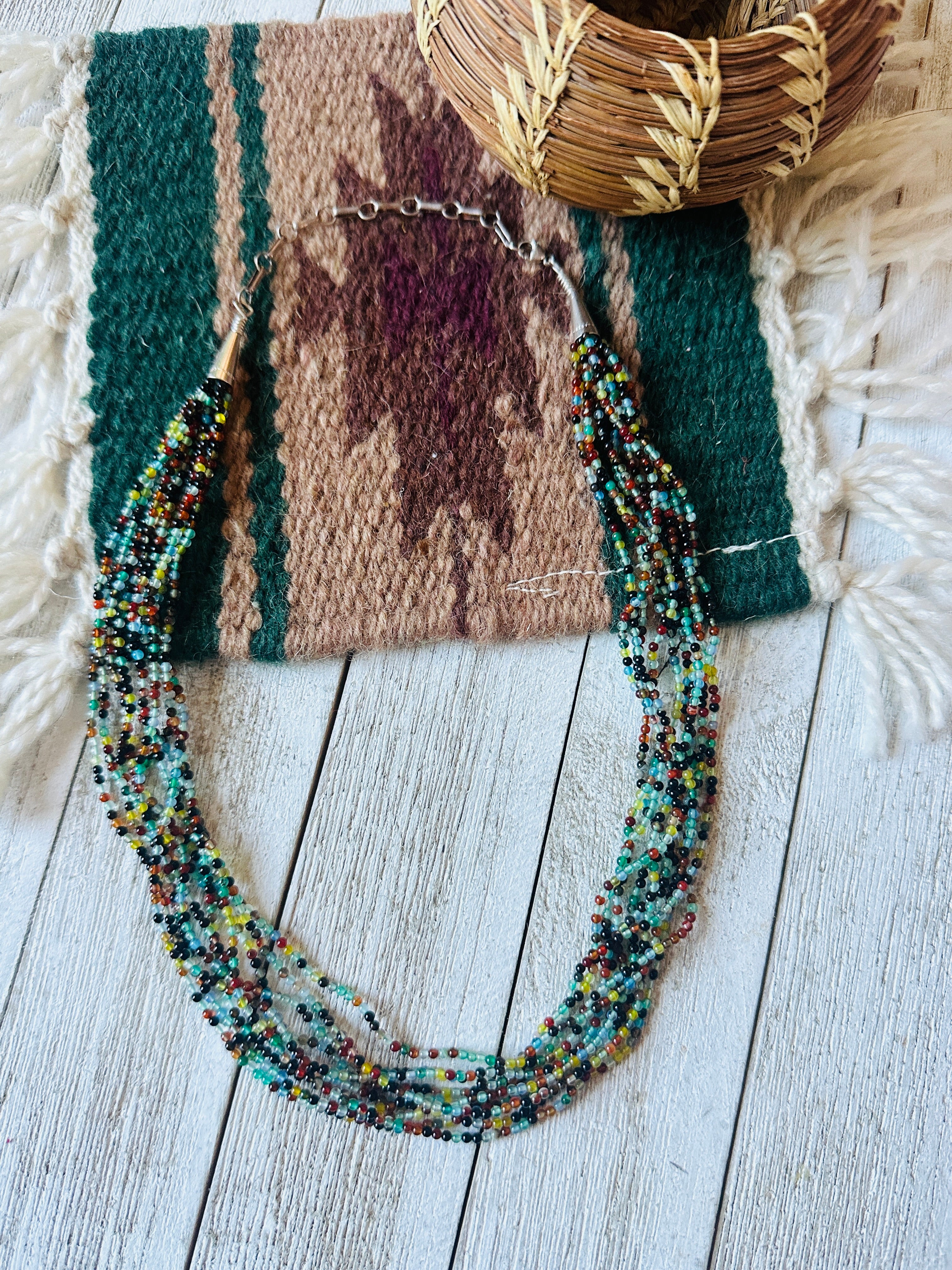 Navajo Handmade Multicolor Beaded Necklace