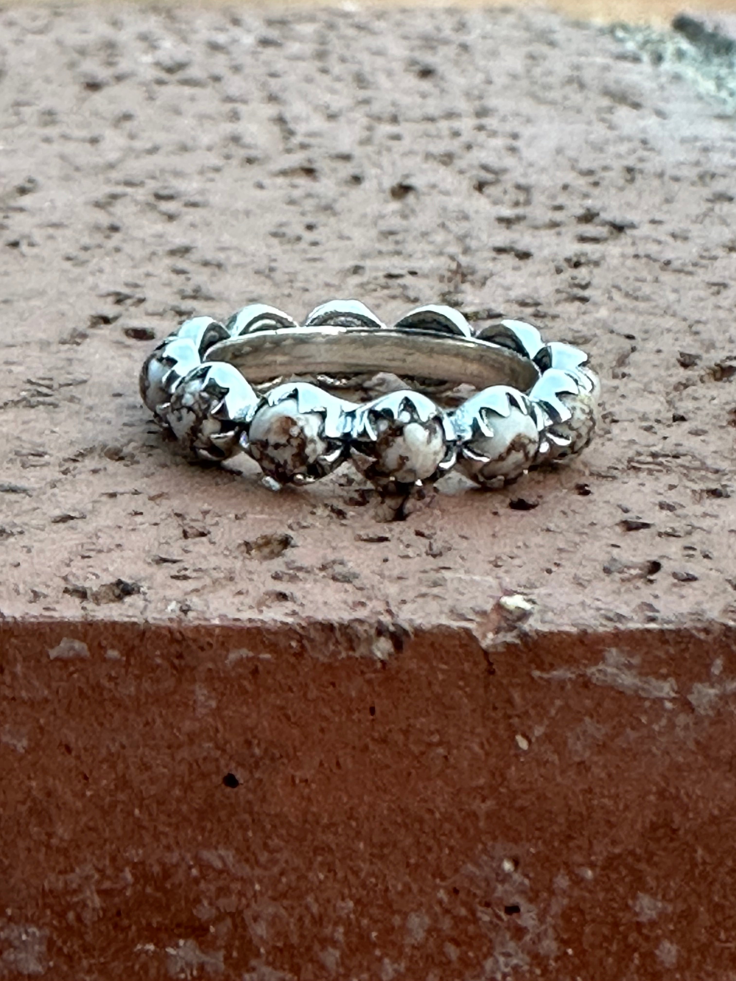 Natural Wild Horse & Sterling Silver Mini Eternity Band