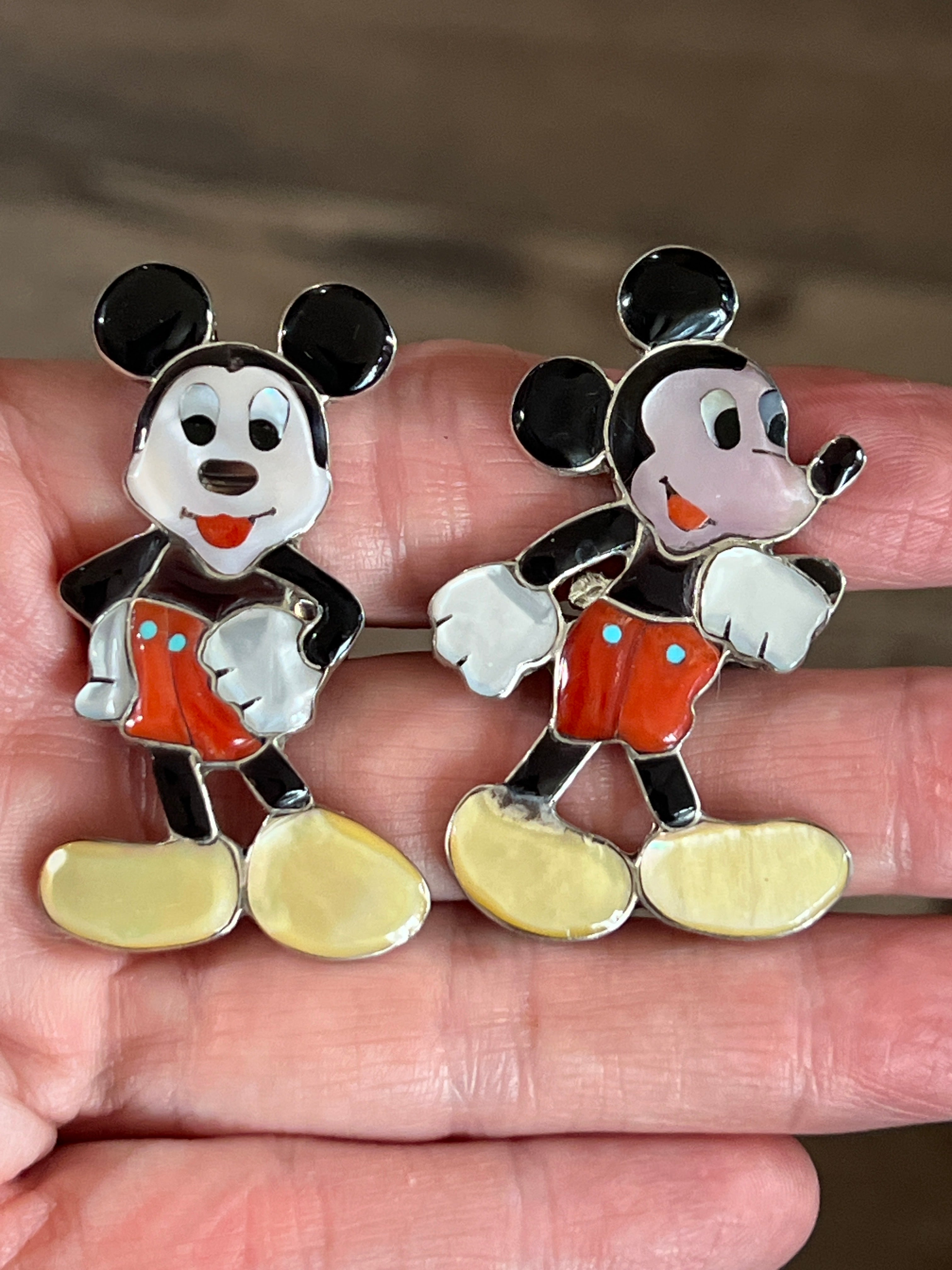 Handcrafted Mickey Mouse Multi Stone Inlay Rings by Don Dewa, Adjustable