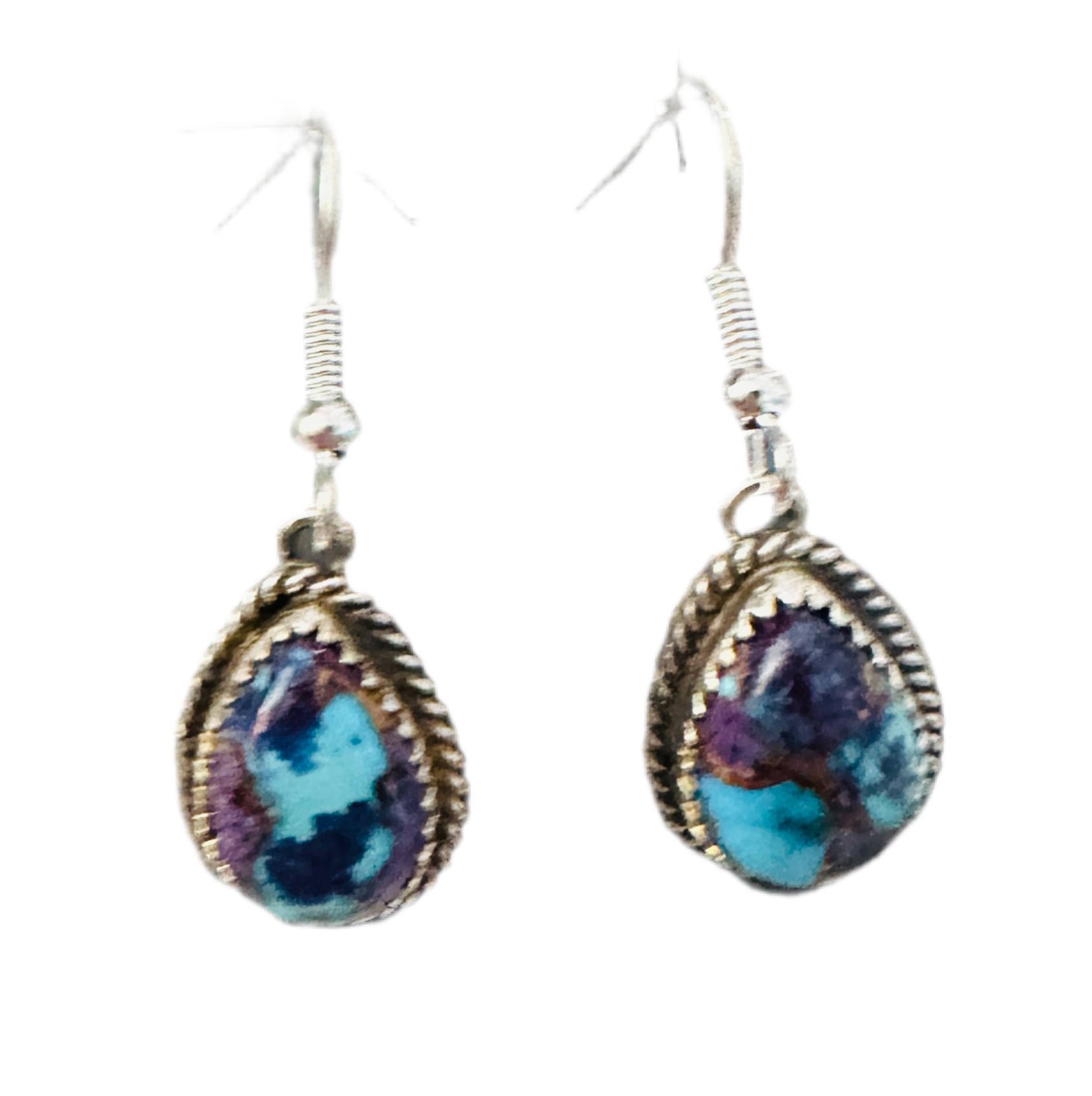 Handcrafted  Sterling Silver & Purple Mojave Dangle Earrings