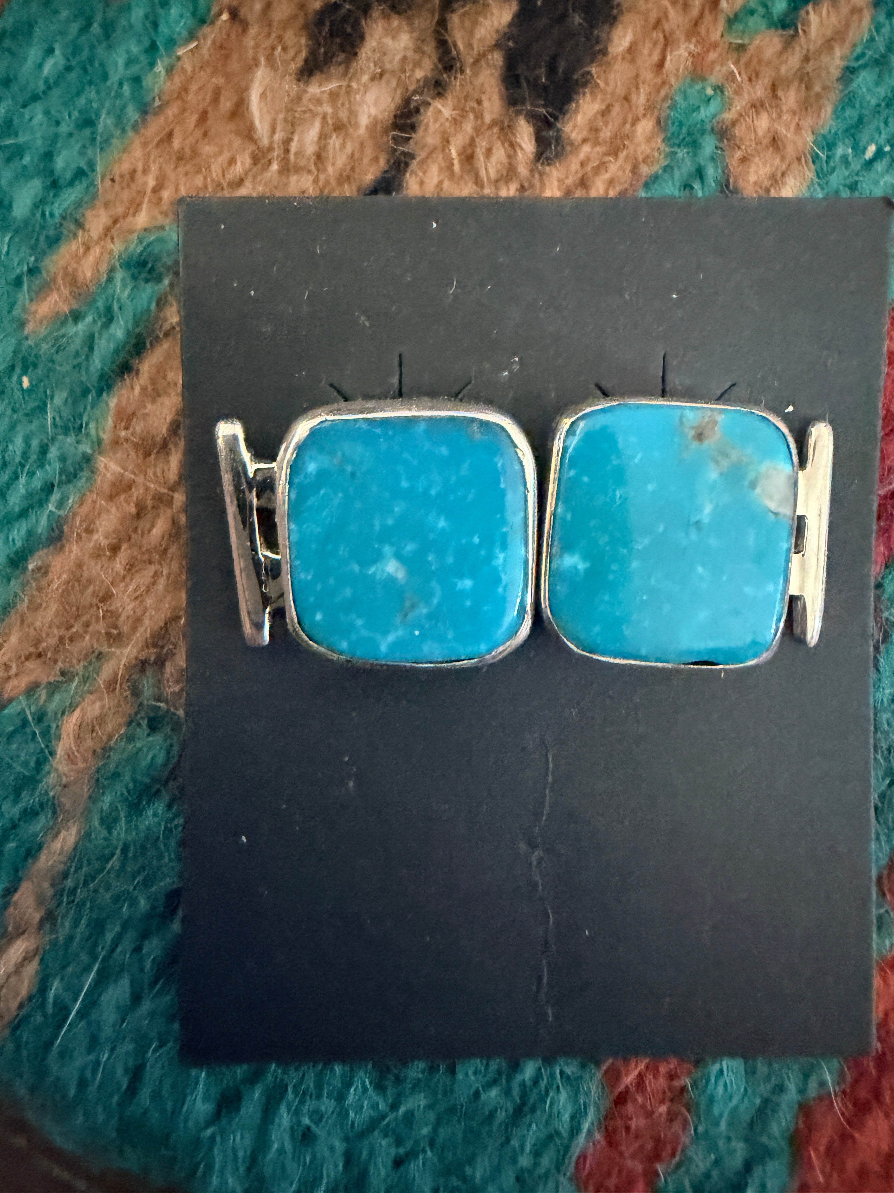 Handcrafted Turquoise & Sterling Silver Post Earrings