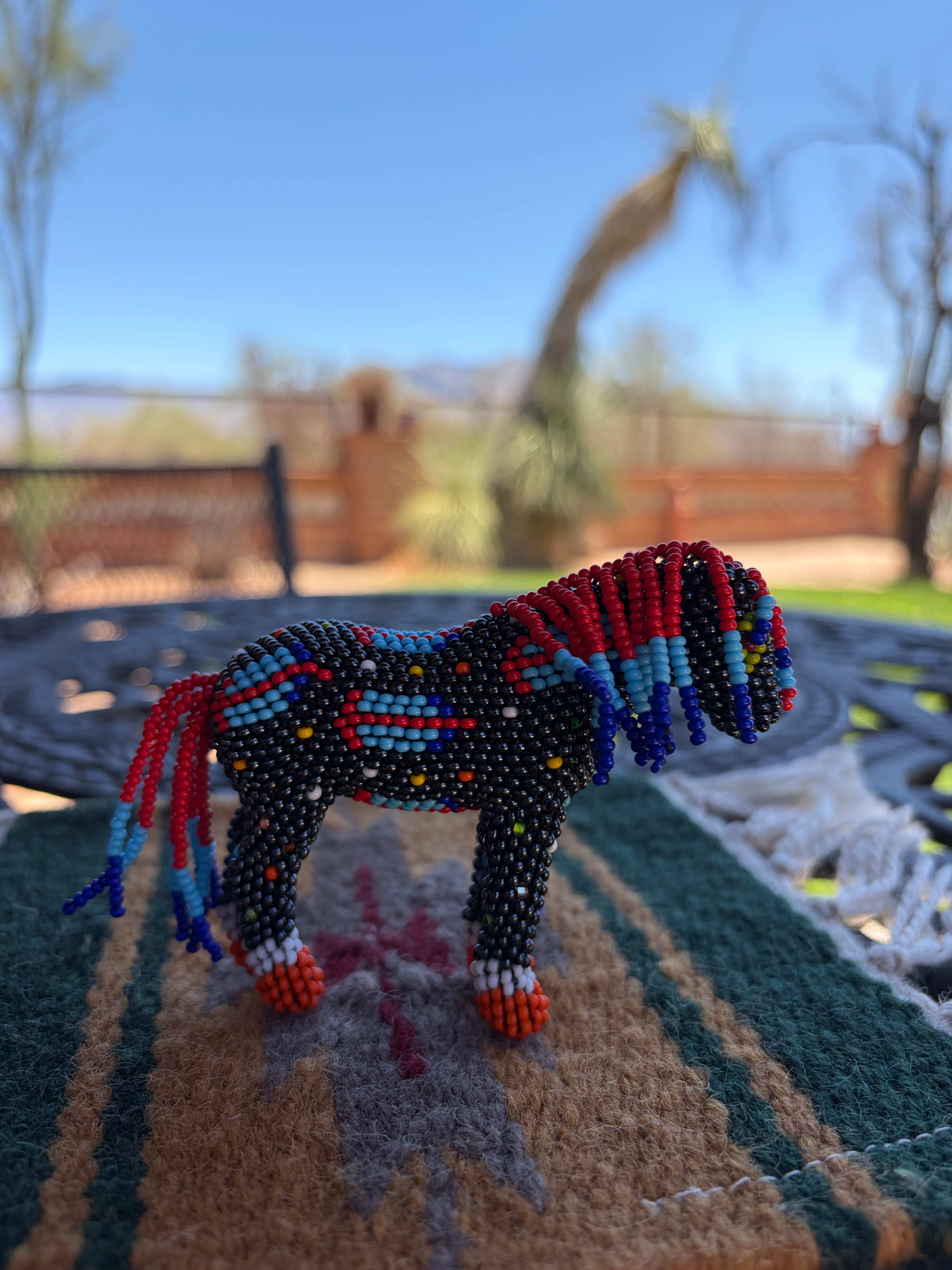 Handmade Peyote Stitched Horse Figurine- Black 13