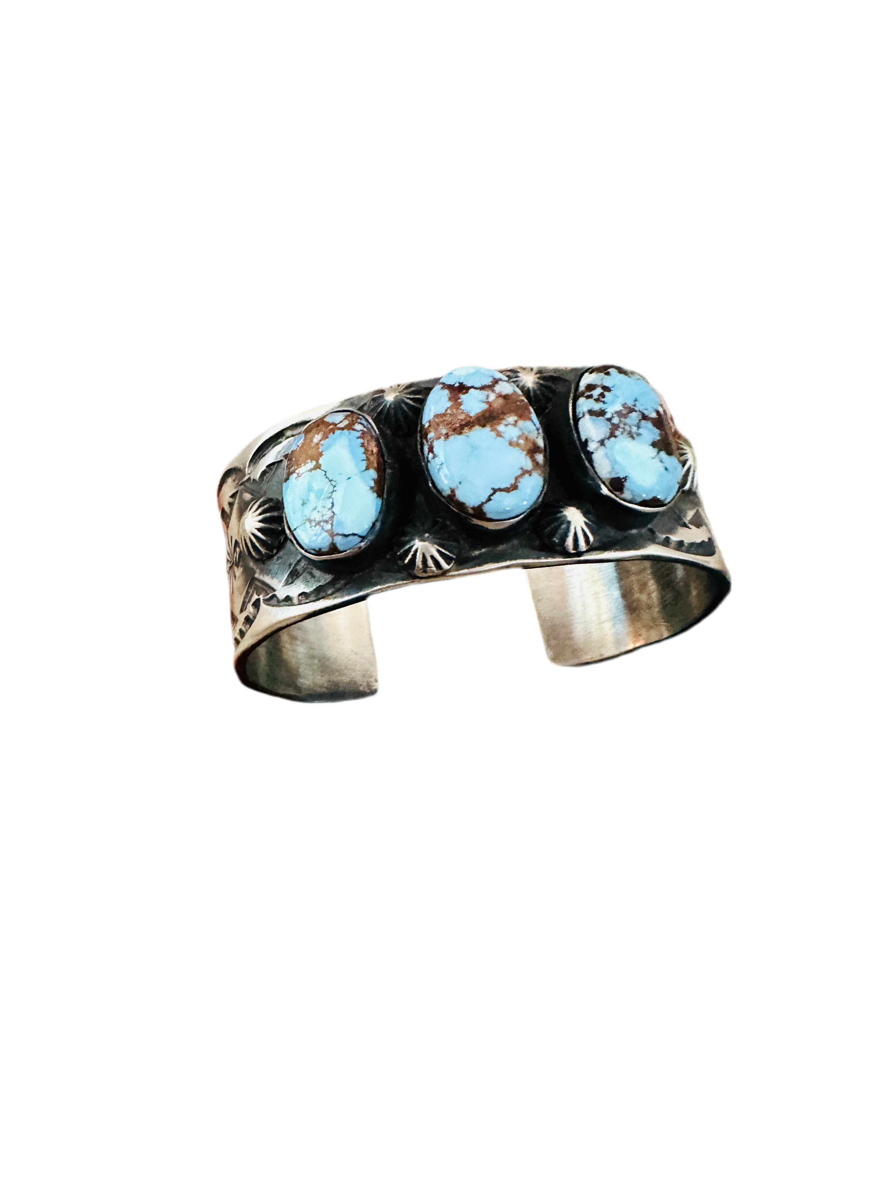 Handcrafted Sterling Silver & Golden Hills Turquoise Cuff Bracelet by Chimney Butte /