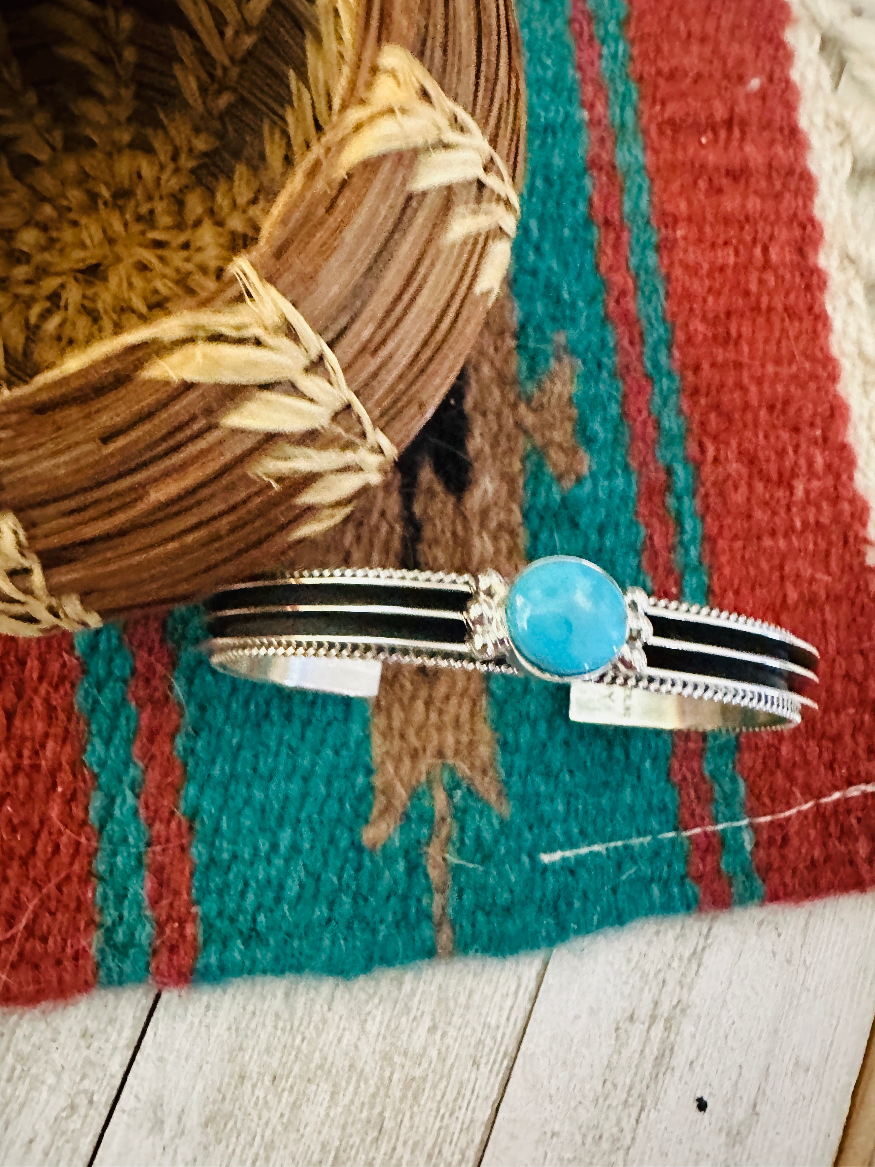 Navajo Sterling Silver & Turquoise Cuff Bracelet