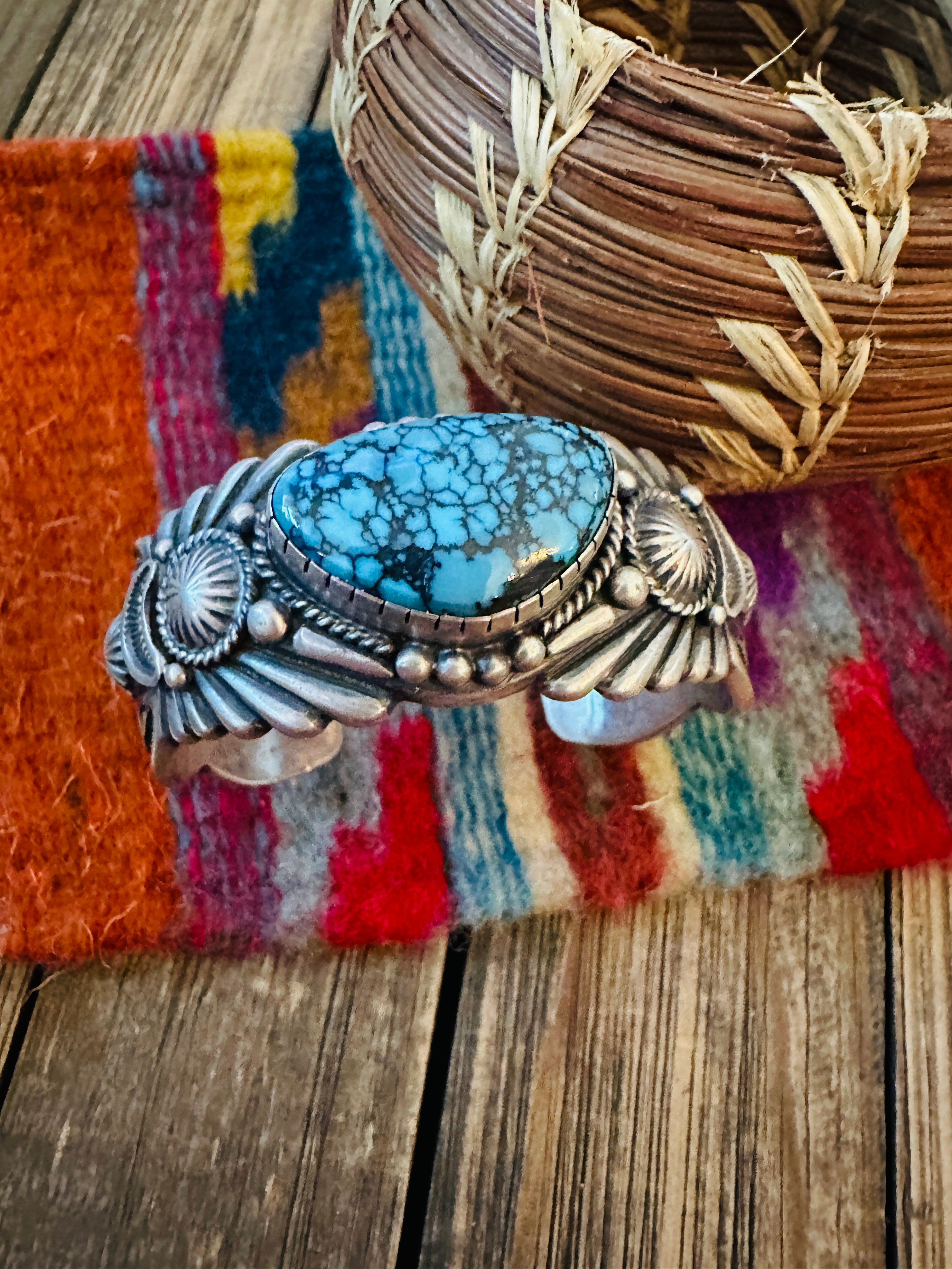 Handcrafted Tibetan Turquoise & Sterling Silver Cuff Bracelet