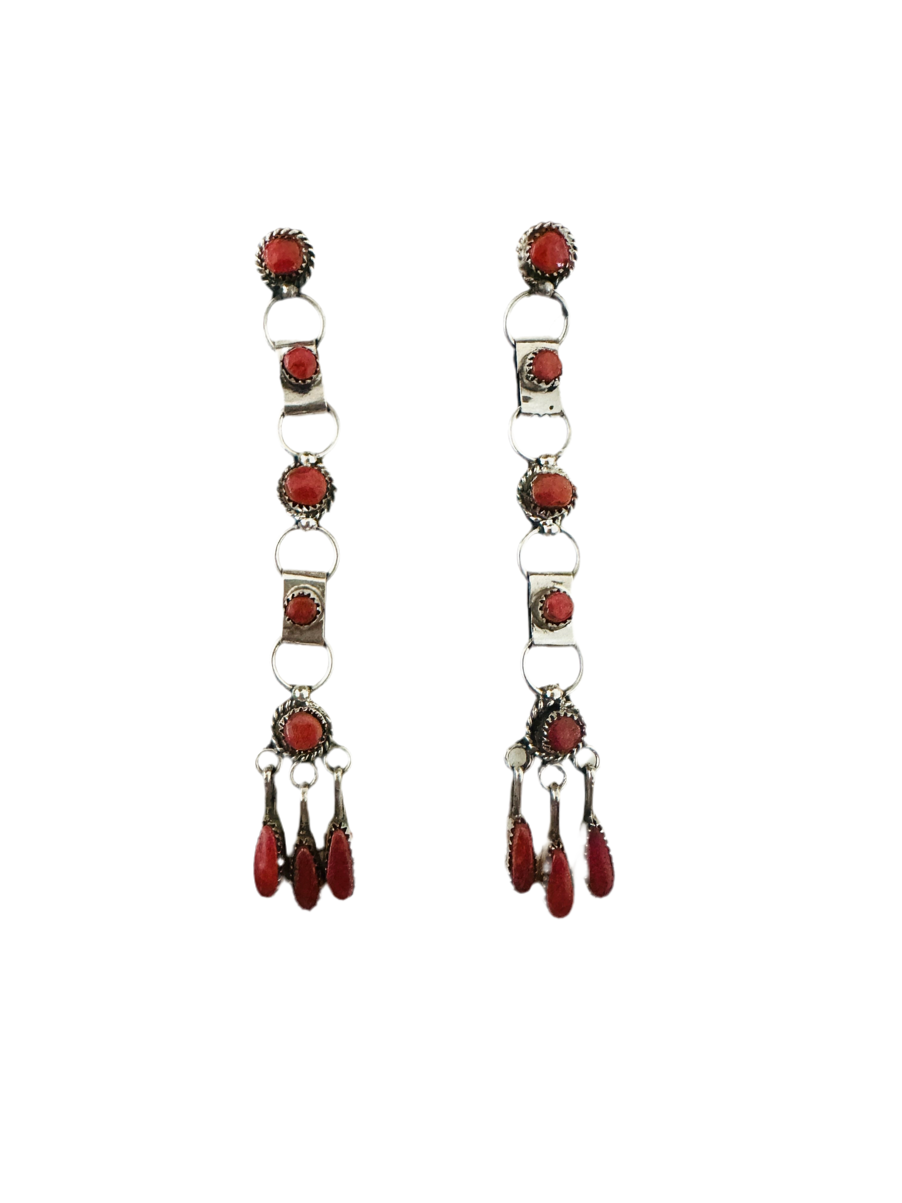 Handcrafted Sterling Silver & Coral Dangle Earrings