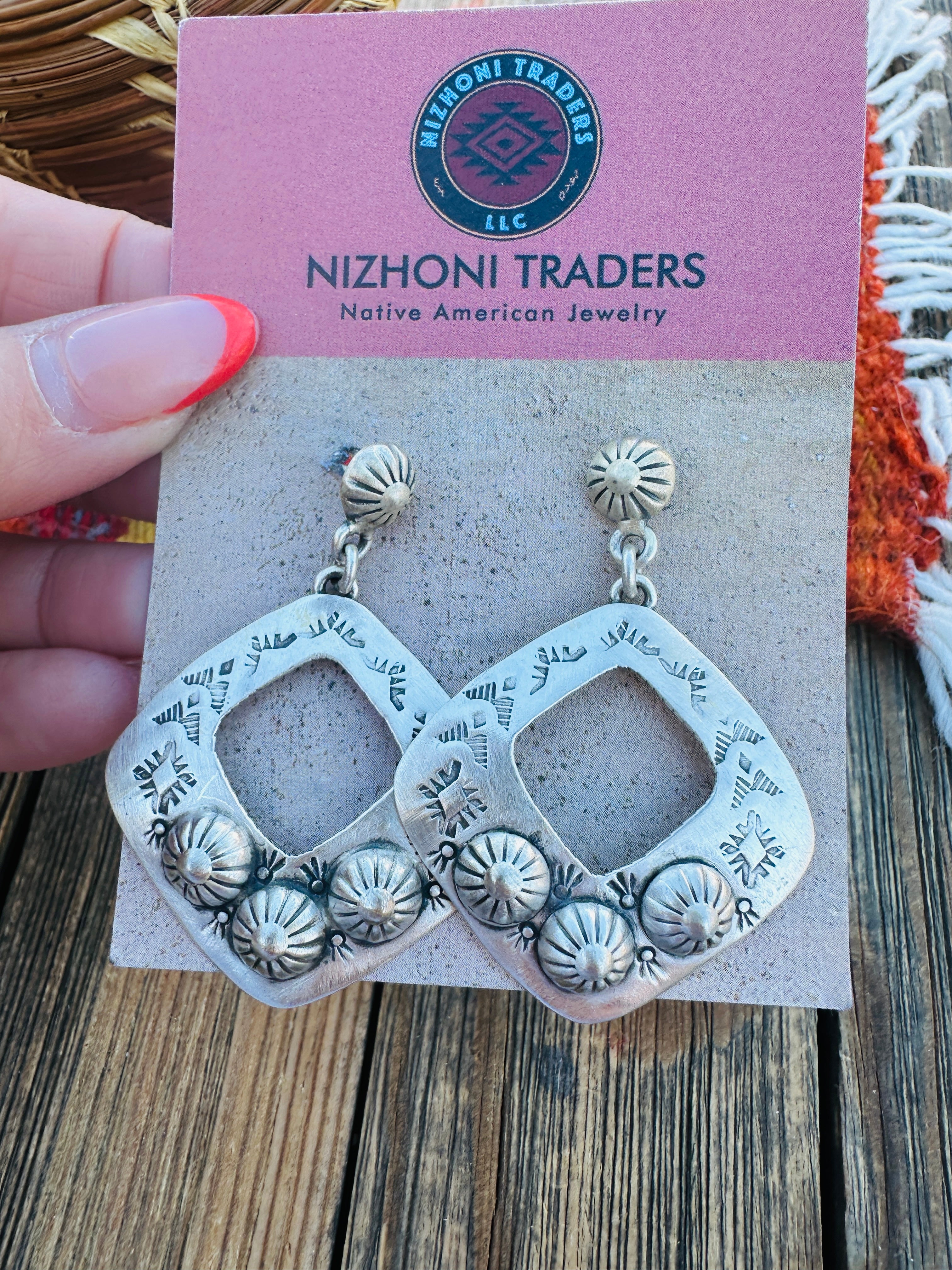 Handcrafted Sterling Silver Concho Dangle Earrings