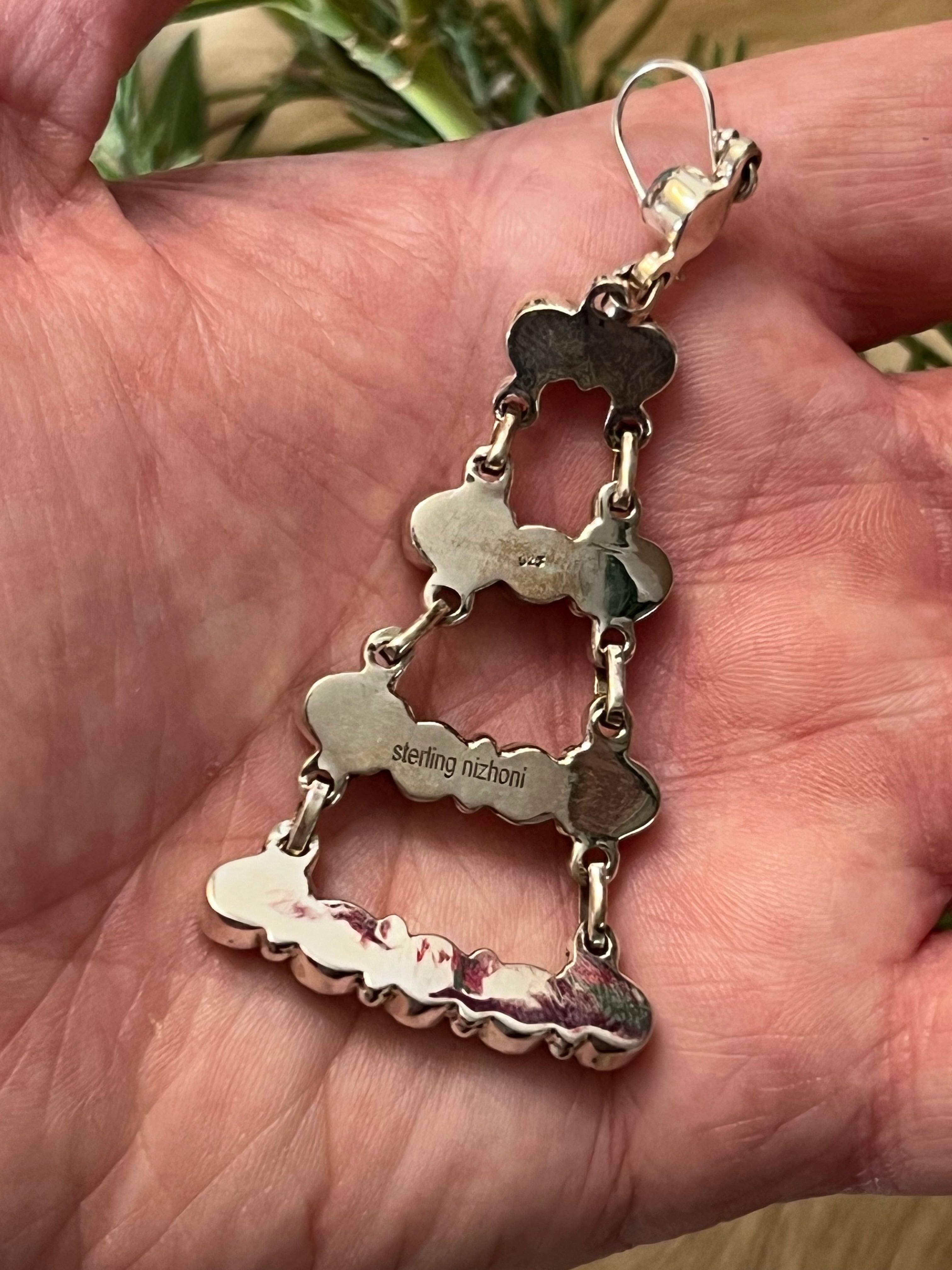 Handmade Blue Opal Sterling Silver Dangle Earrings