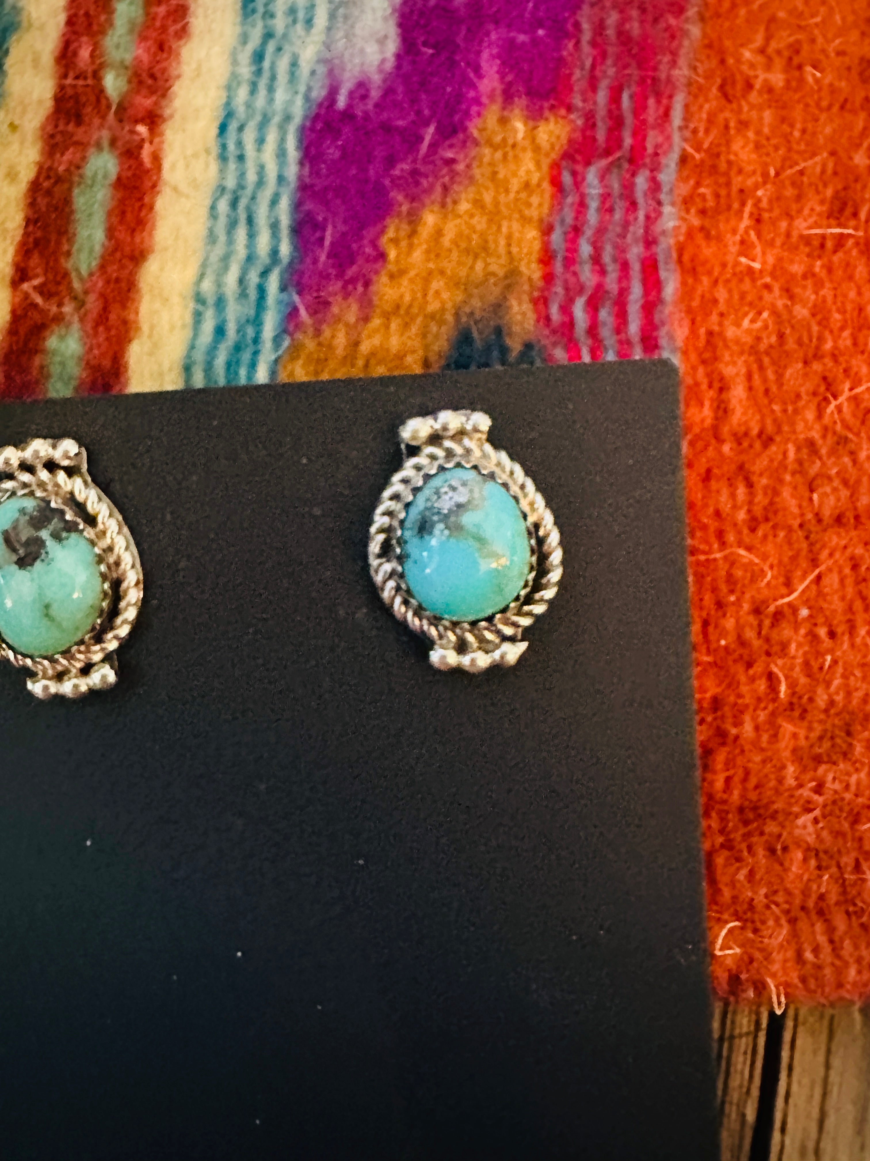 Handcrafted Turquoise & Sterling Silver Post Earrings