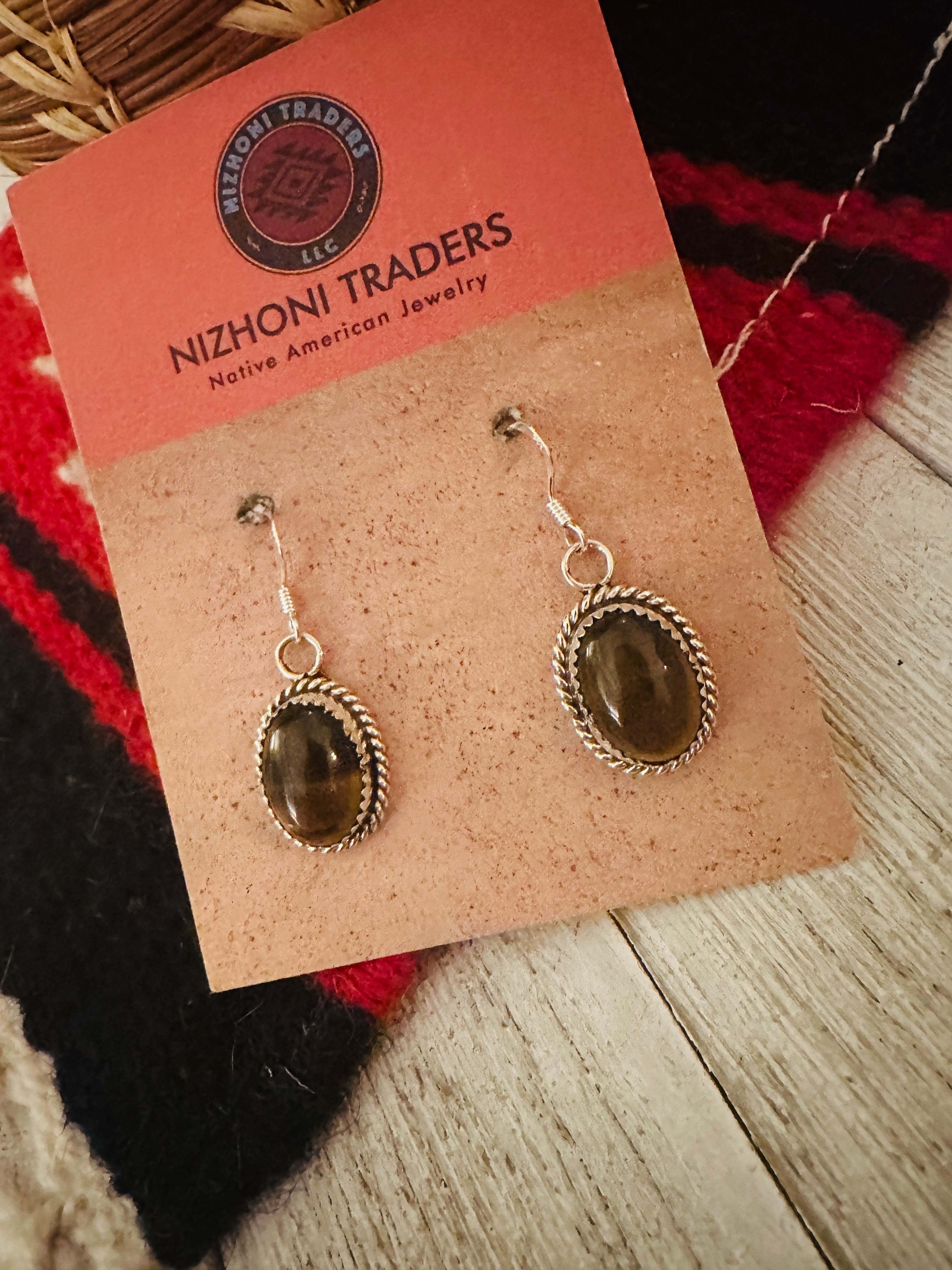 Navajo Sterling Silver & Tigers Eye Dangle Earrings