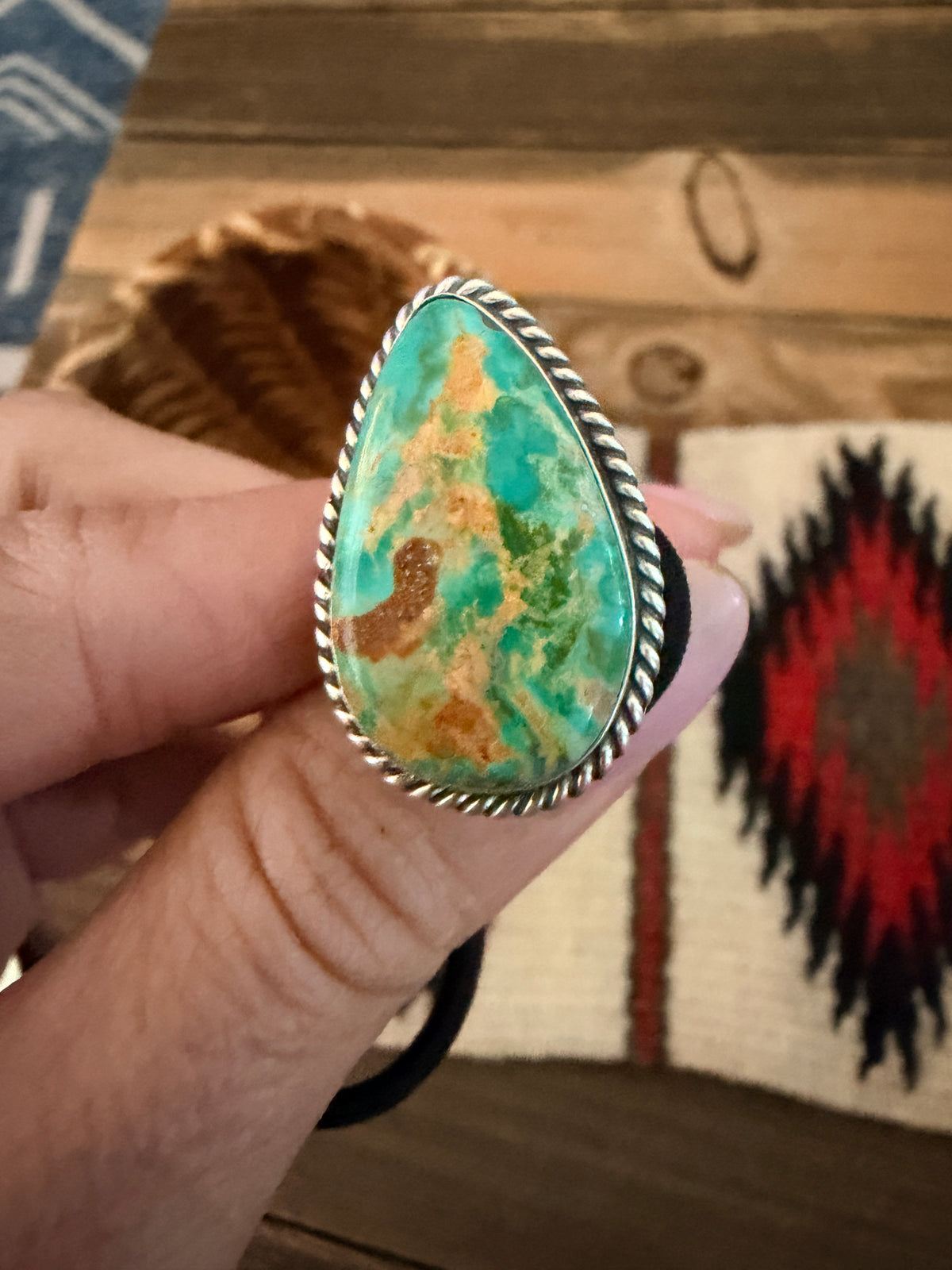 Handcrafted Turquoise & Sterling Silver Hair Tie Charm