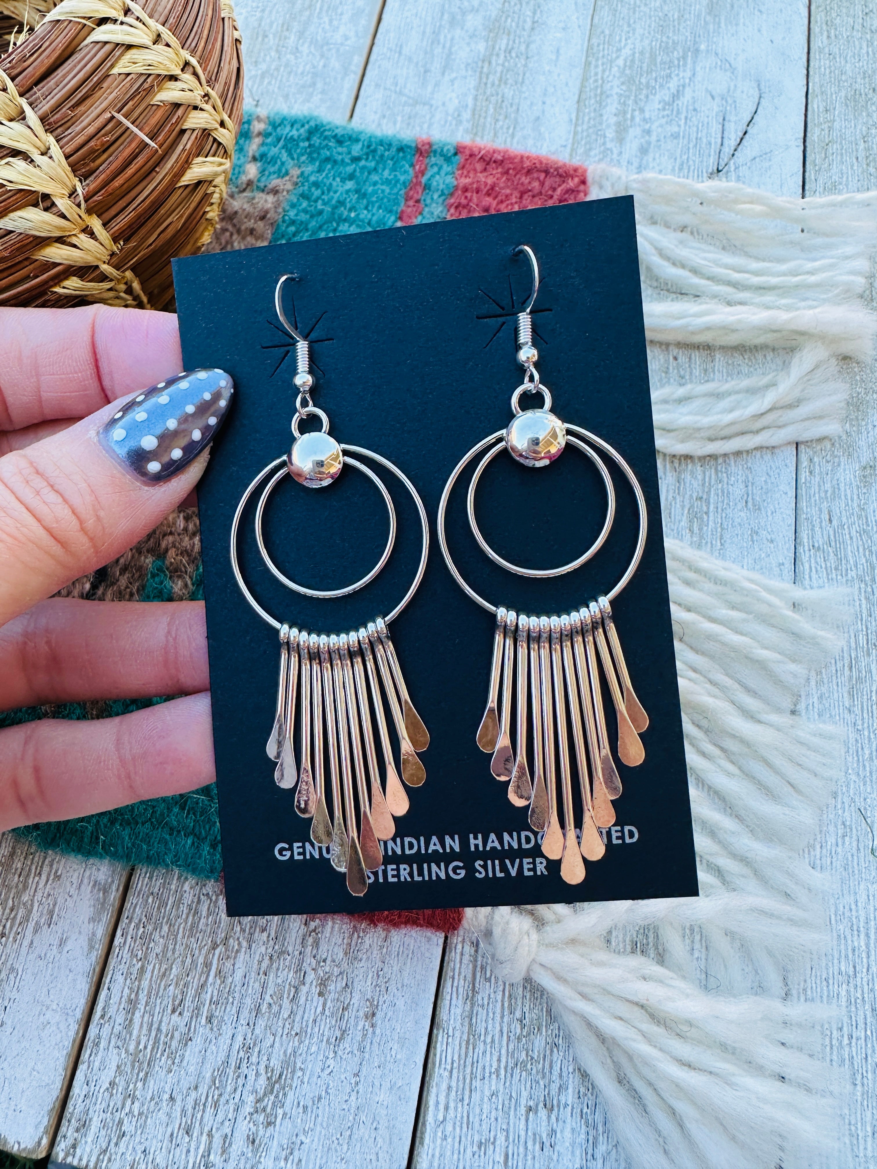 Handcrafted Sterling Silver Tassel Dangle Earrings