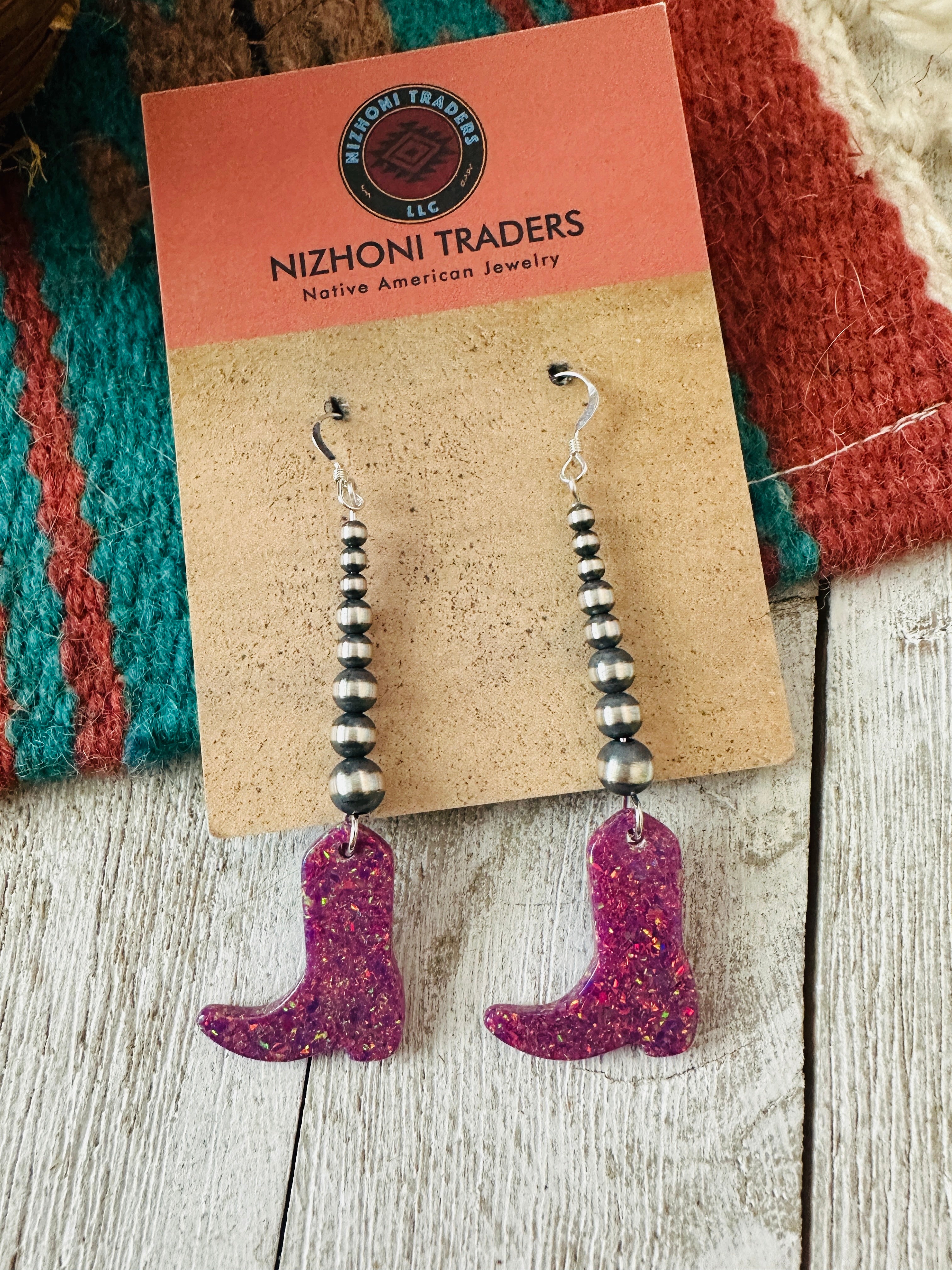 Summer Lovin’ Sterling Silver Pearl Beaded Opal Cowboy Boot Dangle Earrings