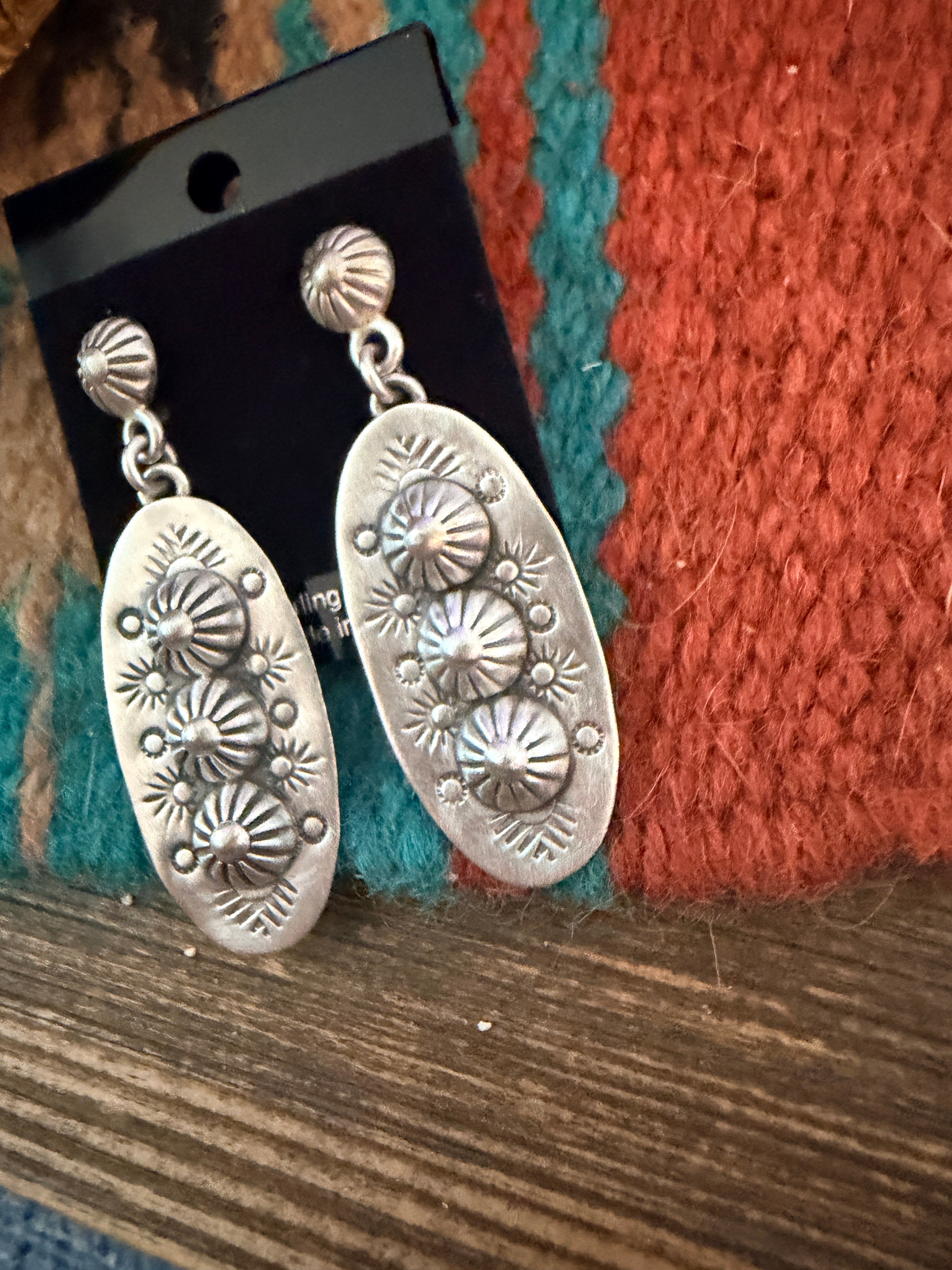Handmade Sterling Silver Concho Dangle Earrings
