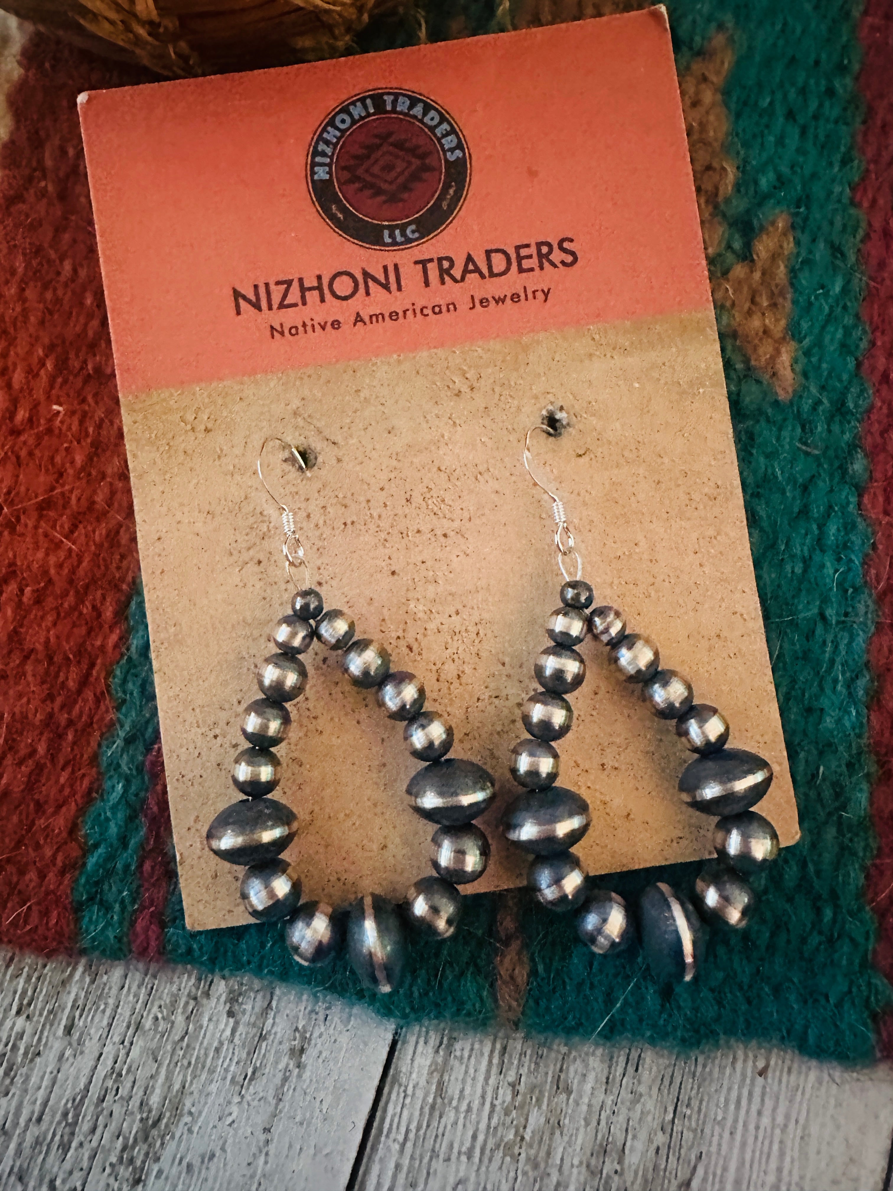 Handcrafted Sterling Silver Beaded Dangle Hoop Earrings