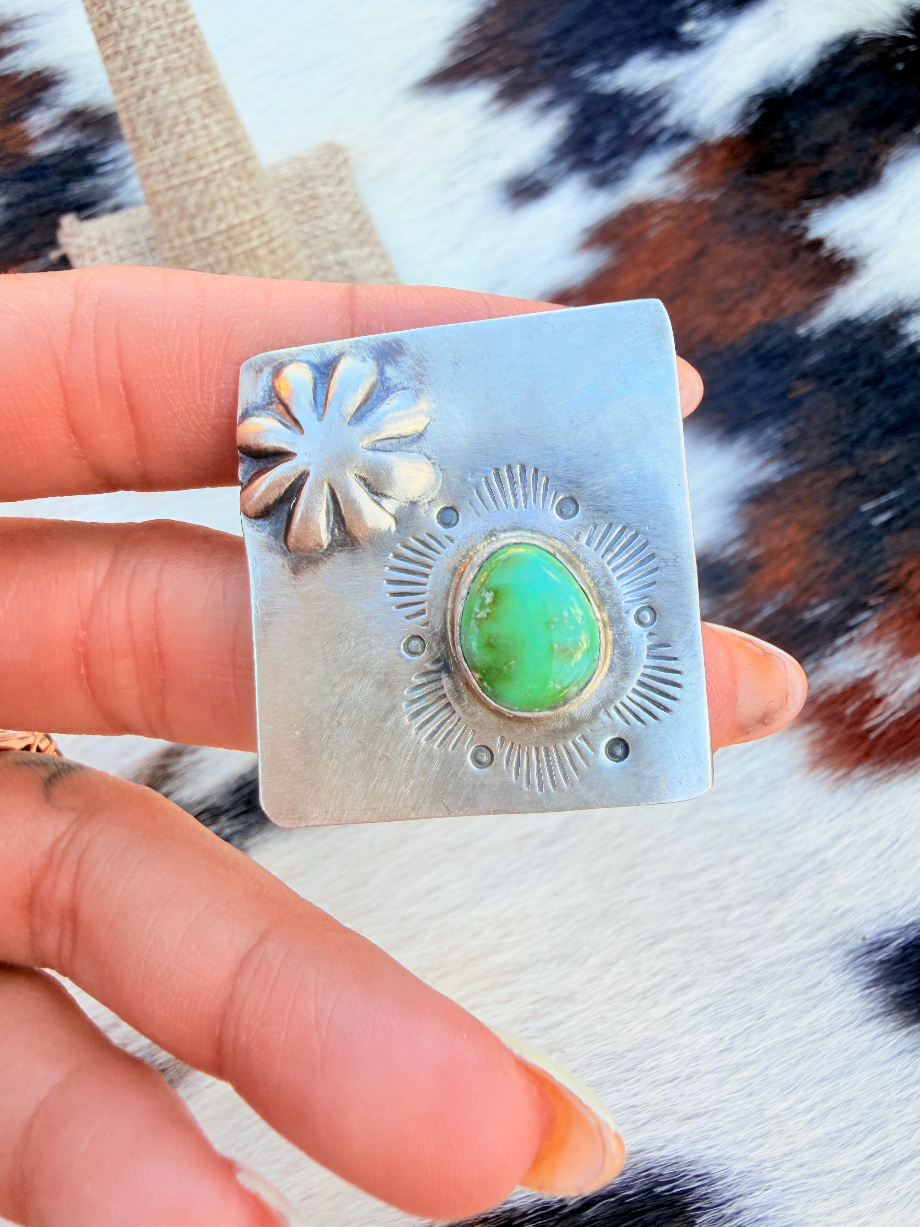 Handcrafted Sonoran Mountain Turquoise & Sterling Silver Adjustable Ring