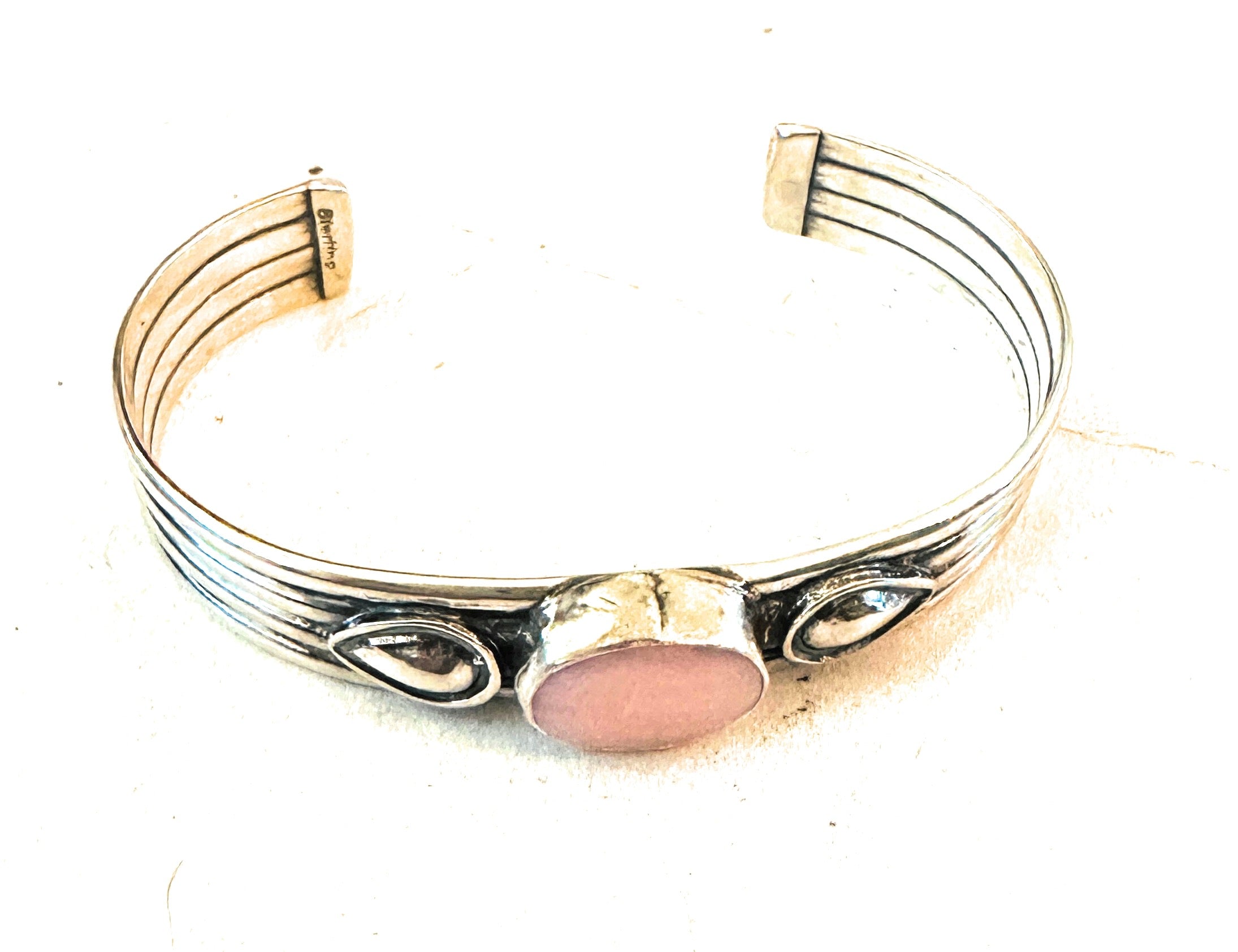 Navajo Queen Pink Conch Shell & Sterling Silver Cuff Bracelet