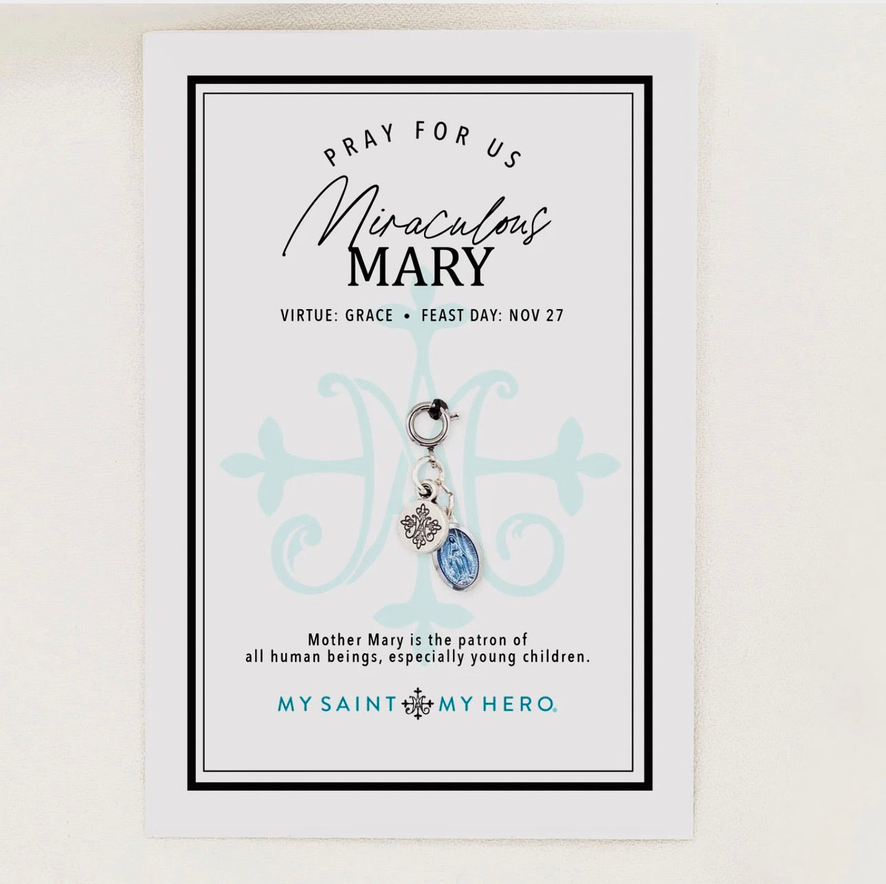 Miraculous Mary Medal Charm- Blue