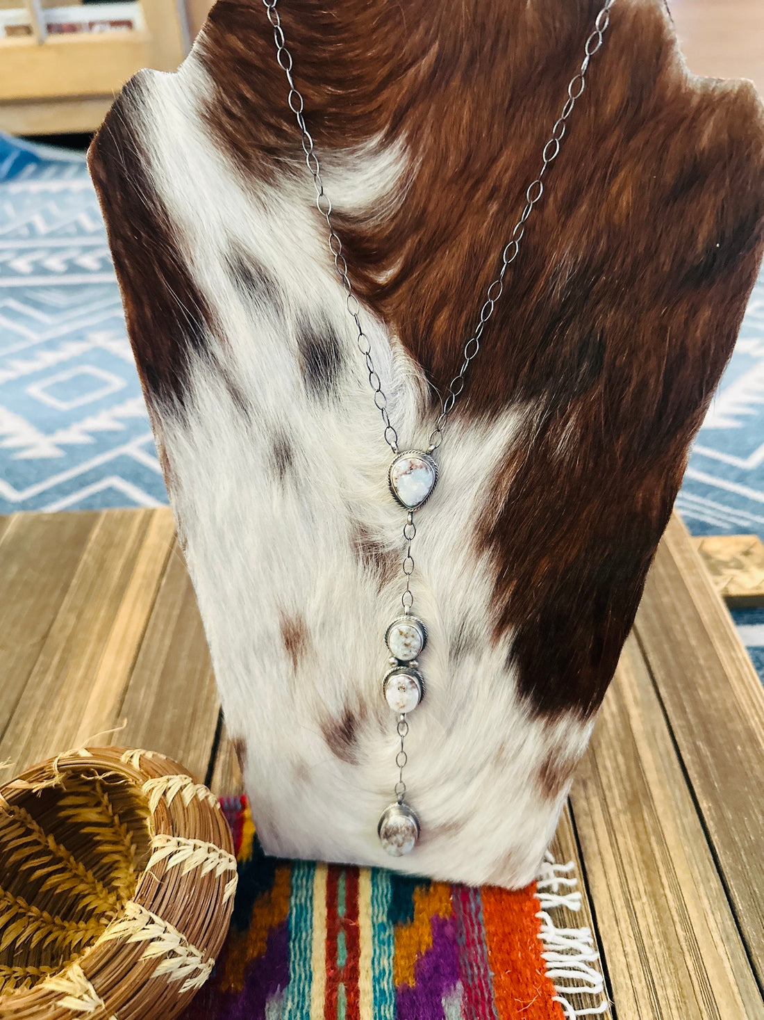 Handcrafted Dry Creek Turquoise & Sterling Silver Lariat Necklace