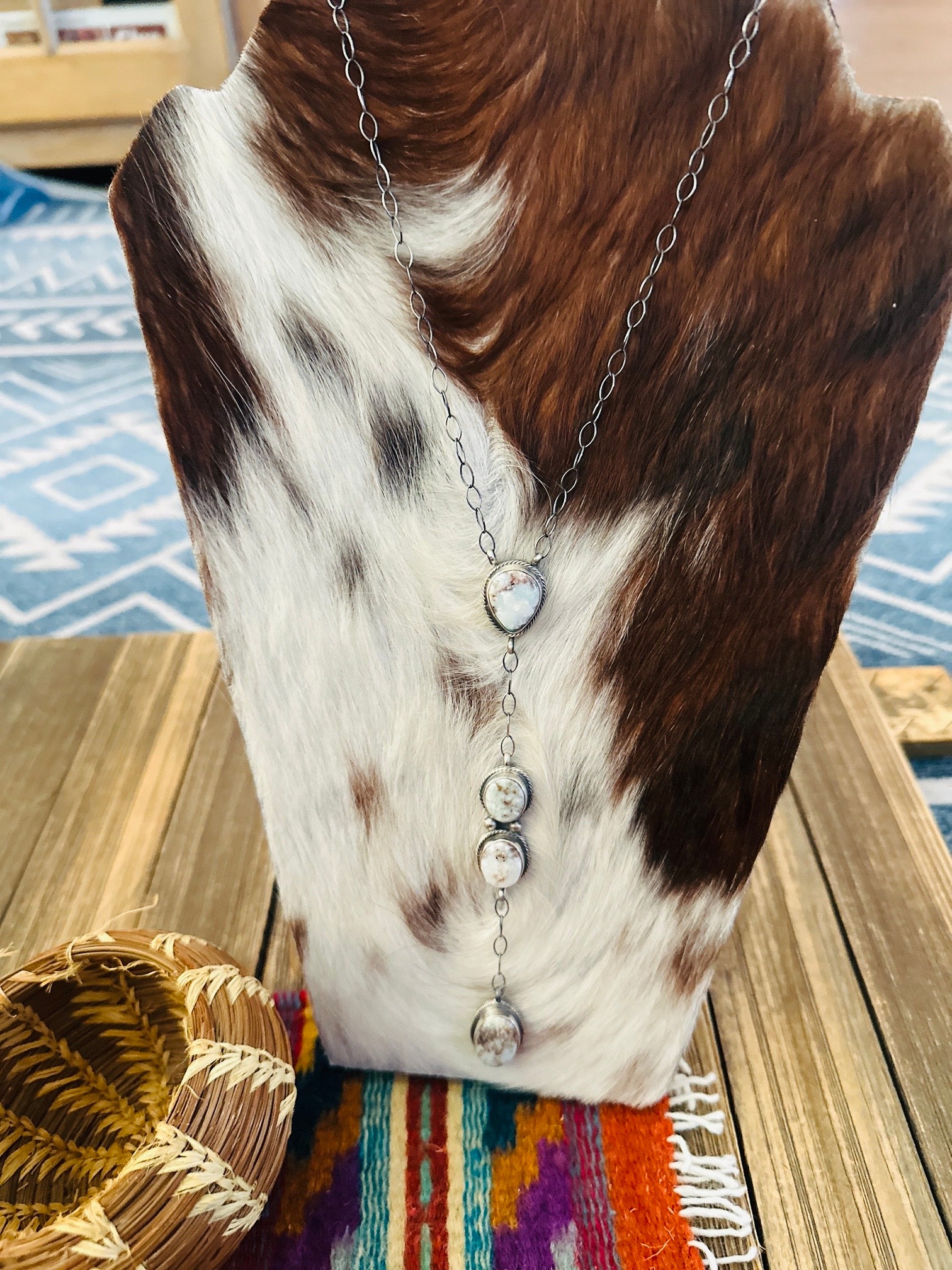 Handcrafted Dry Creek Turquoise & Sterling Silver Lariat Necklace