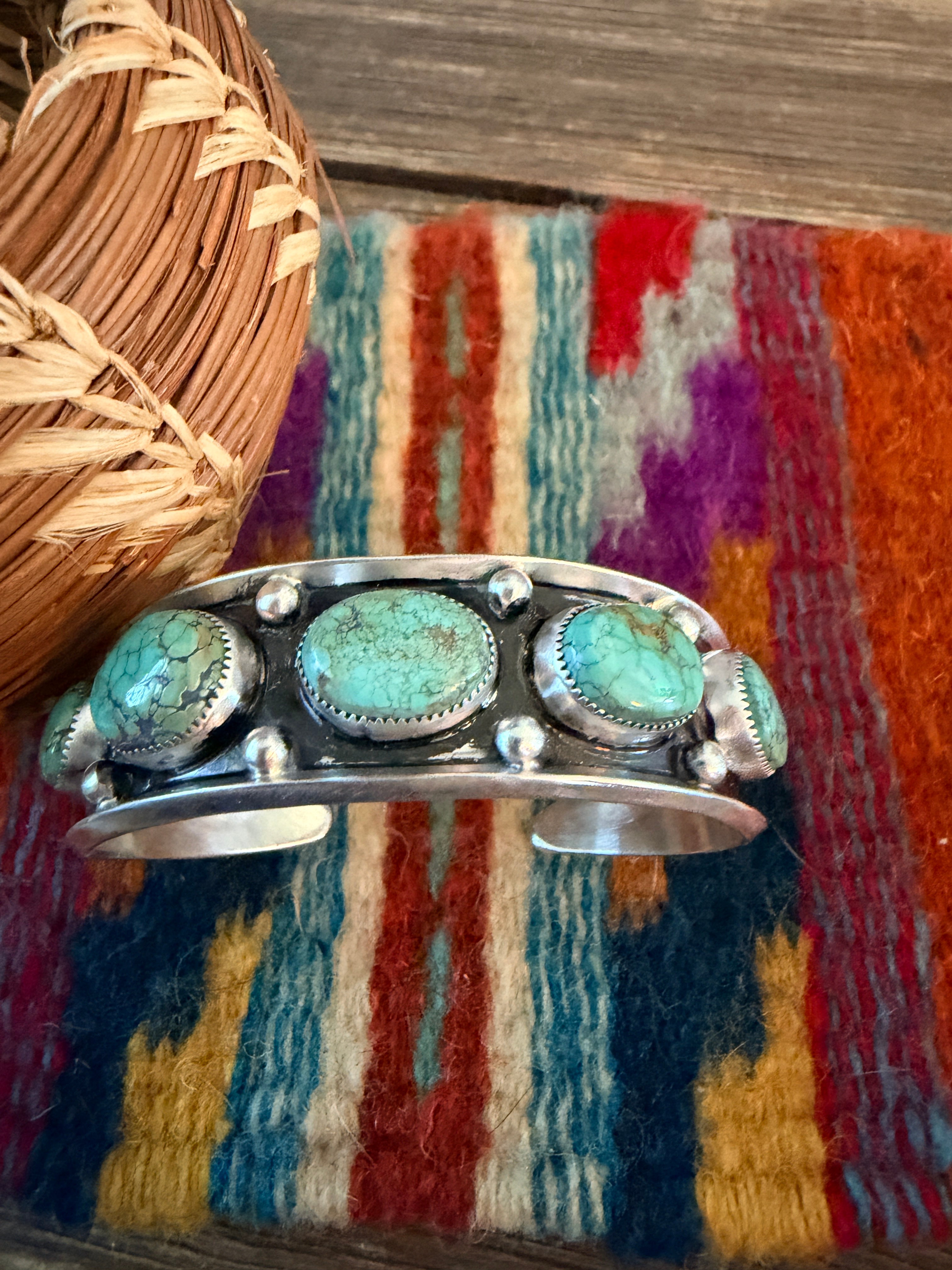 Handcrafted Royston Turquoise & Sterling Silver Cuff Bracelet by Paul Largo