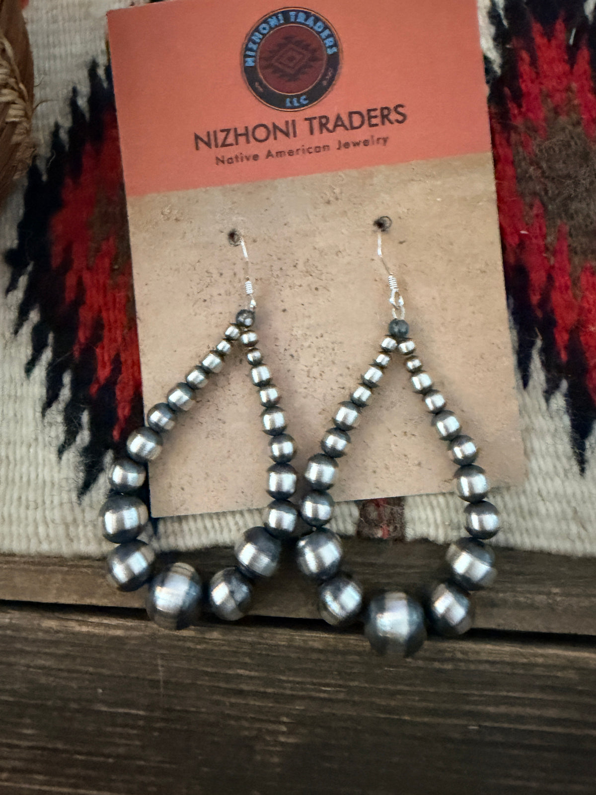 Handcrafted Sterling Silver Pearl Beaded Dangle Hoop Earrings