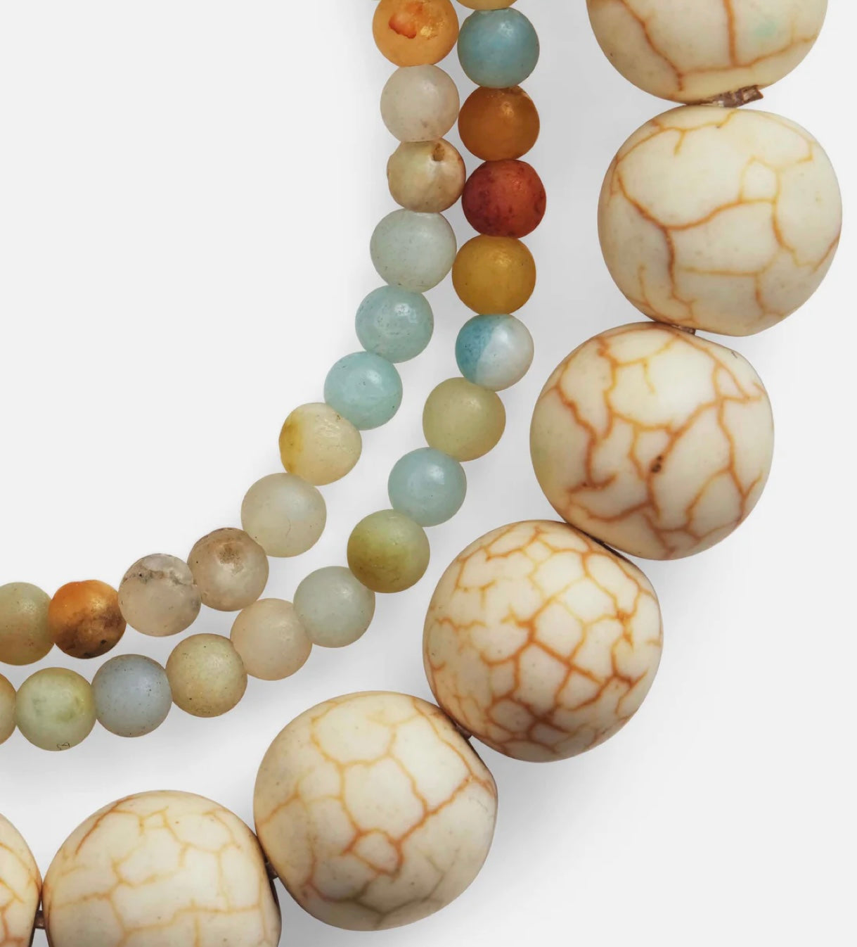 Amazonite Cream Howlite Stretch Bracelet Set of 3