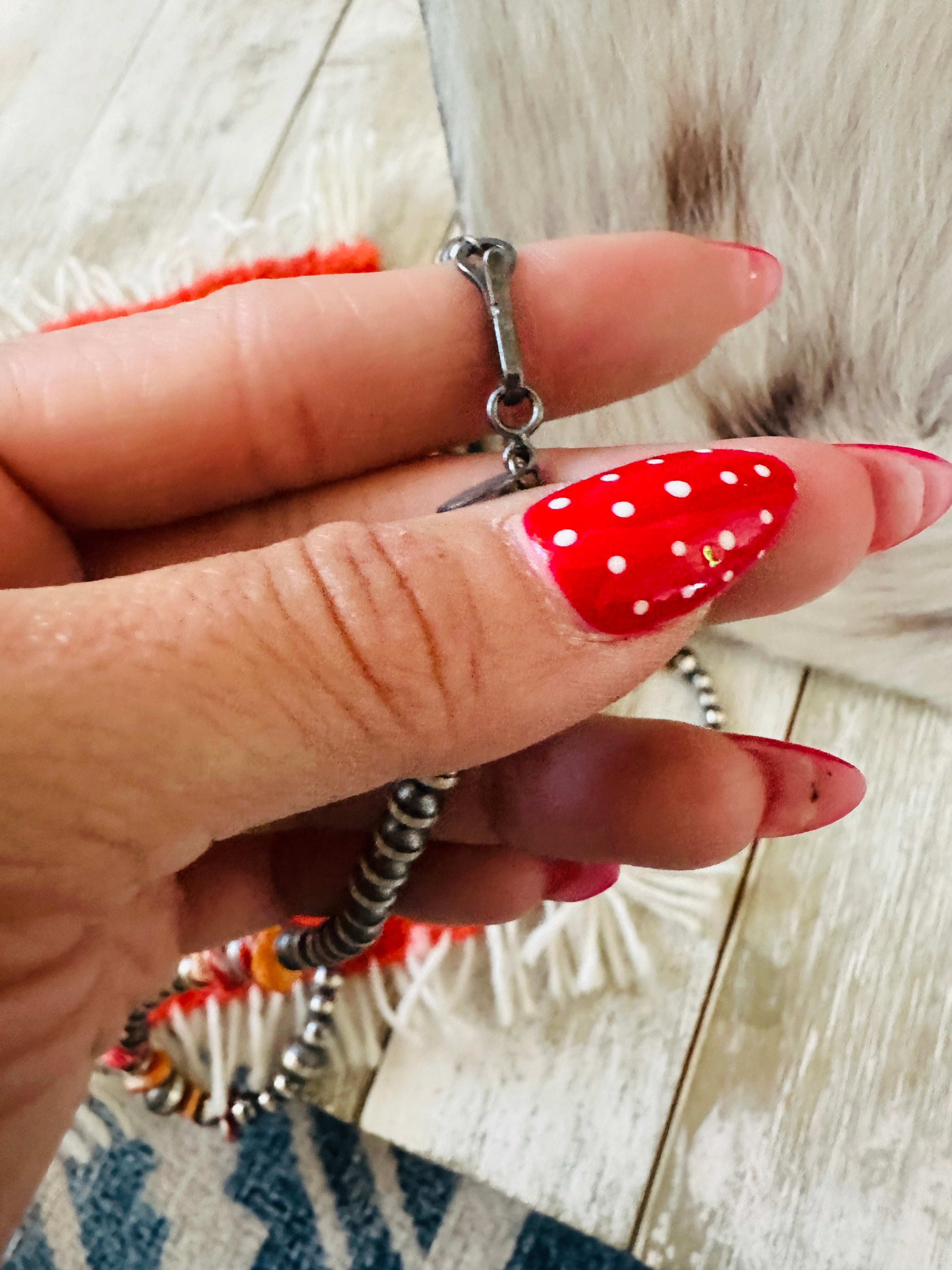 Handcrafted Sterling Silver & Spiny Oyster Beaded Necklace