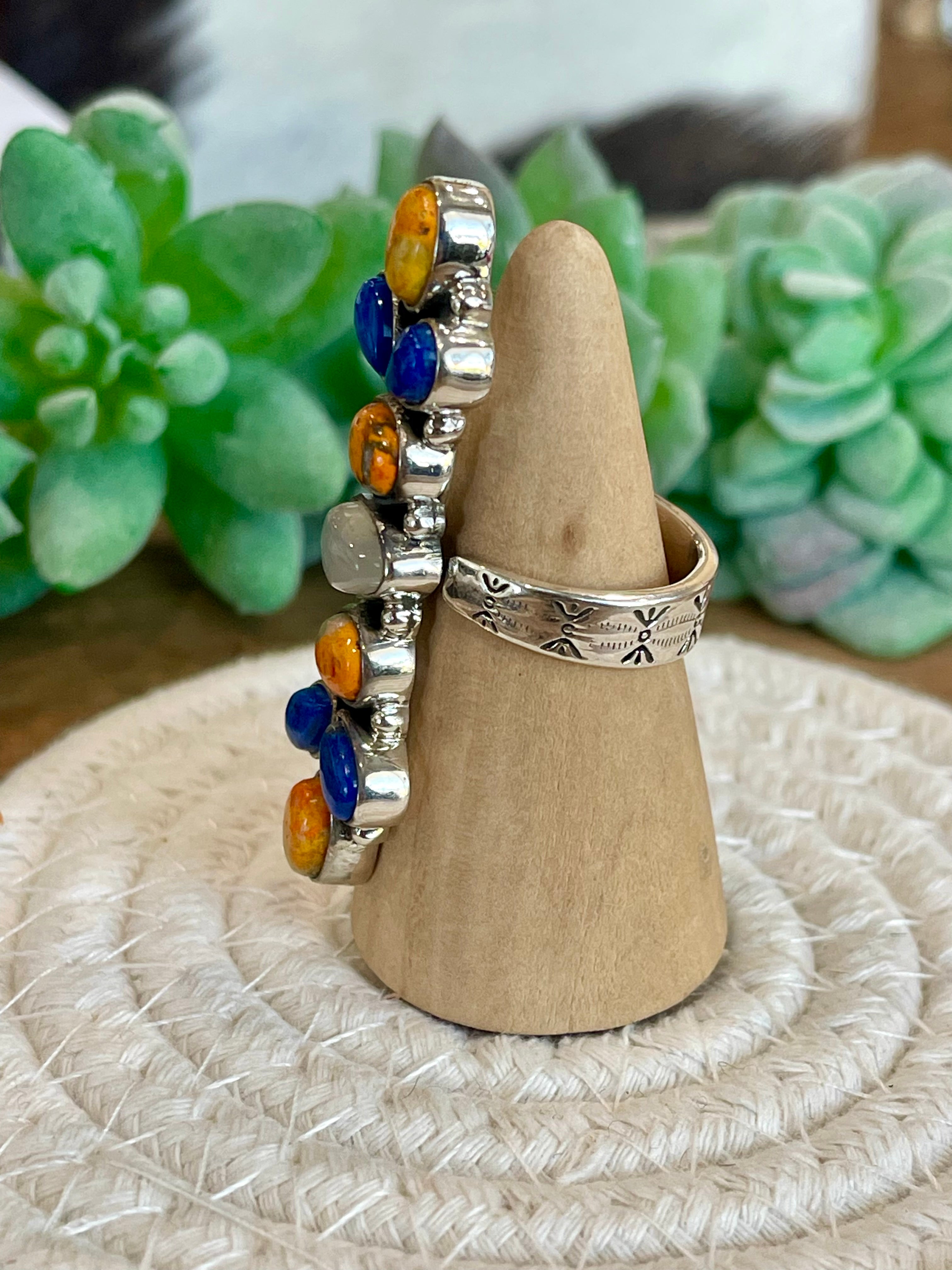 Handmade Sterling Silver, Lapis & Bumble Bee Adjustable Ring