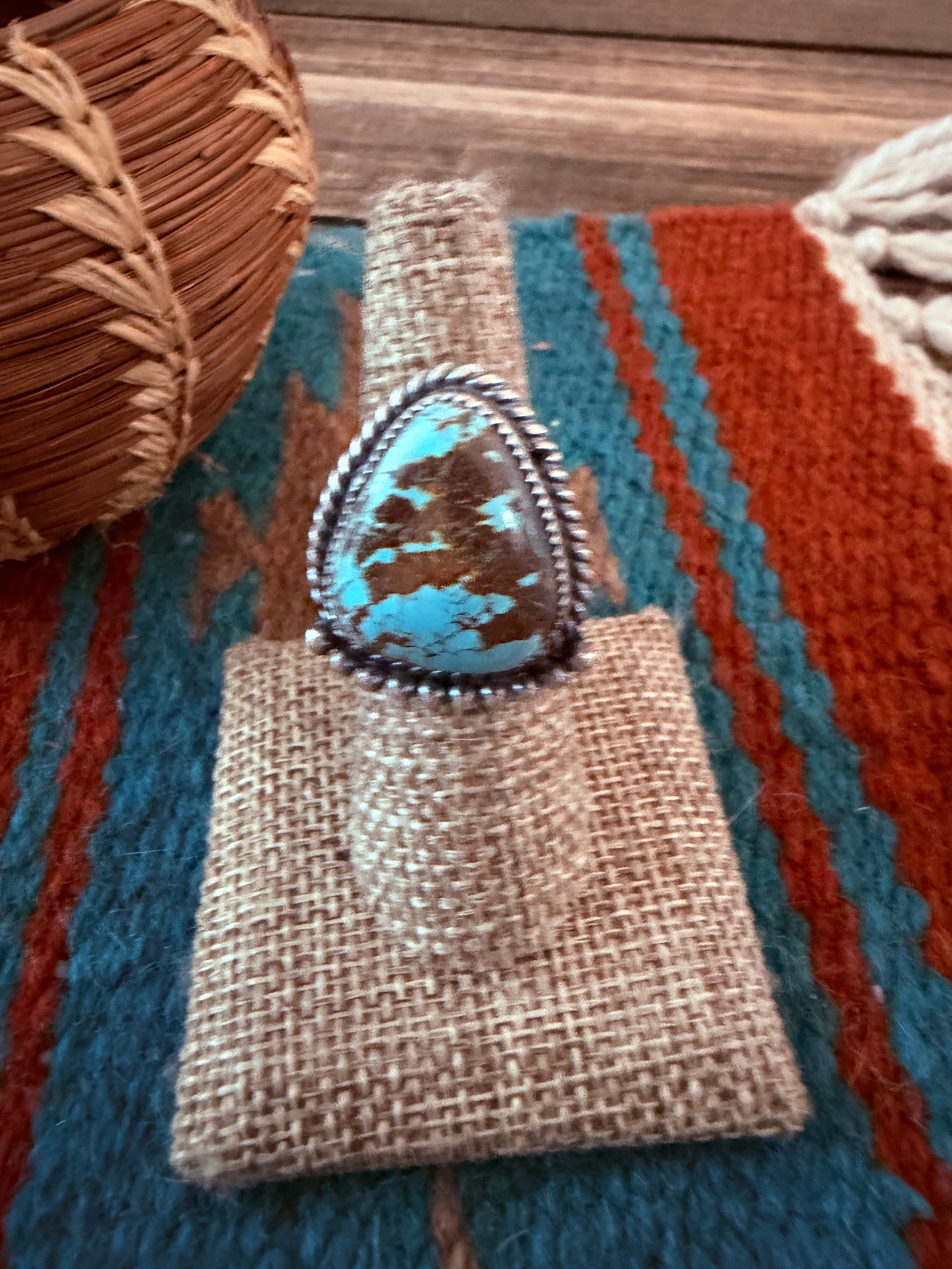 Handcrafted Turquoise & Sterling Silver Adjustable Ring by Tillie Jon