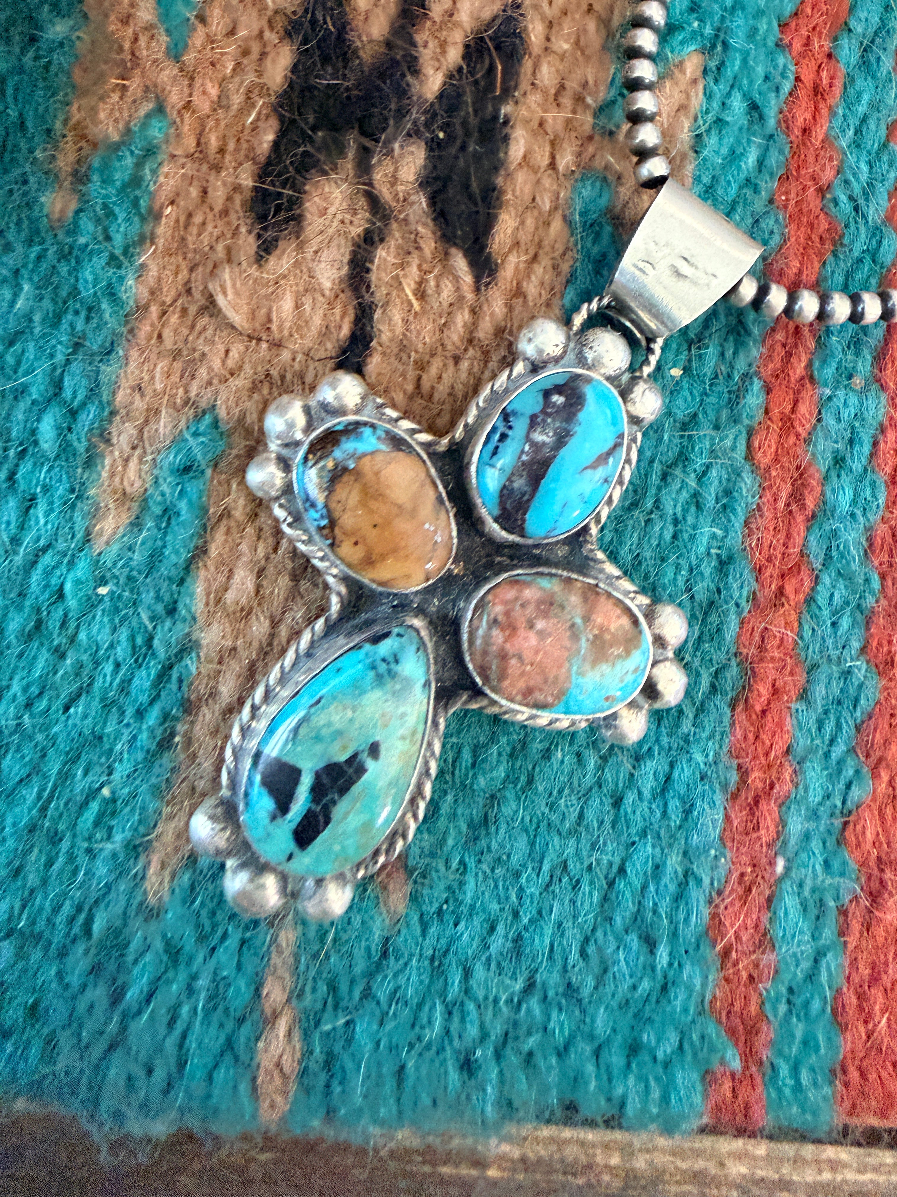 Handmade Sterling Silver & Turquoise Cross Pendant