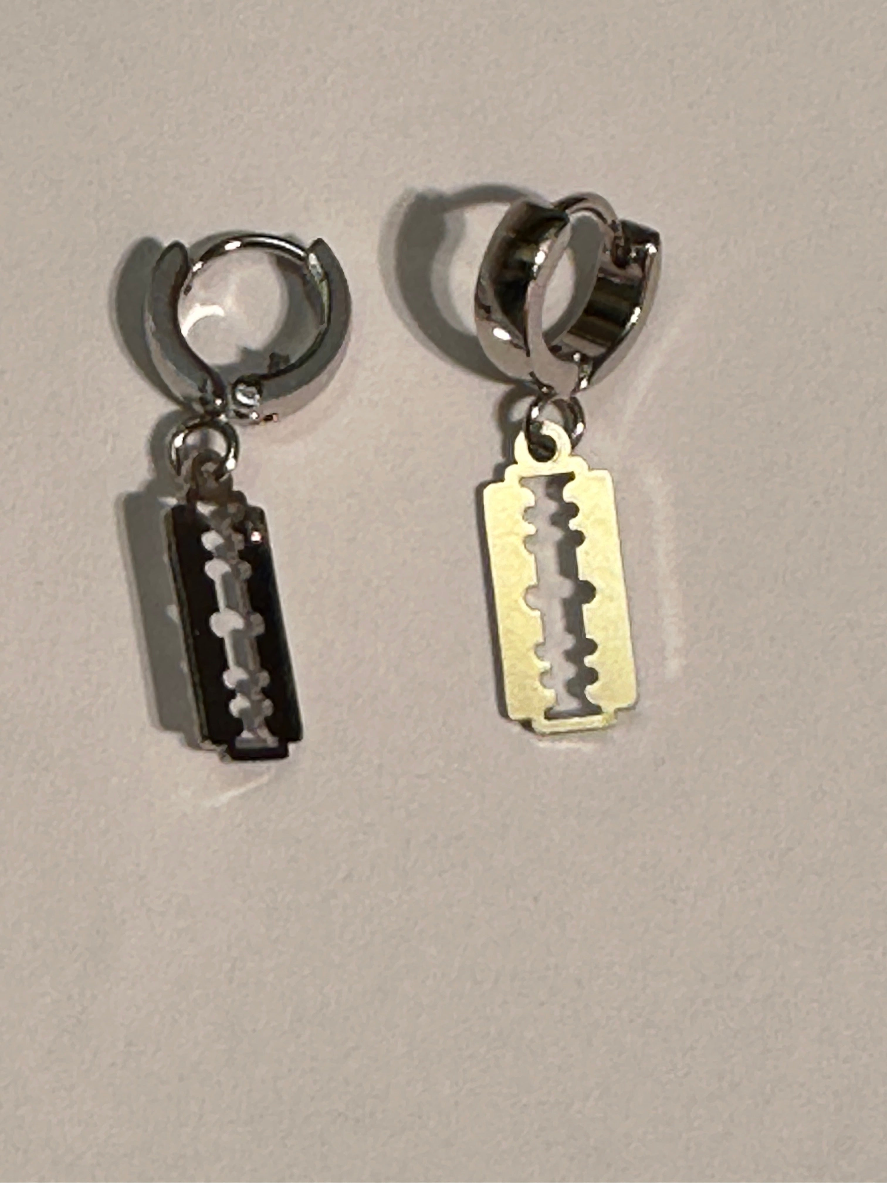 Sterling silver Razor Blade dangle earrings ￼