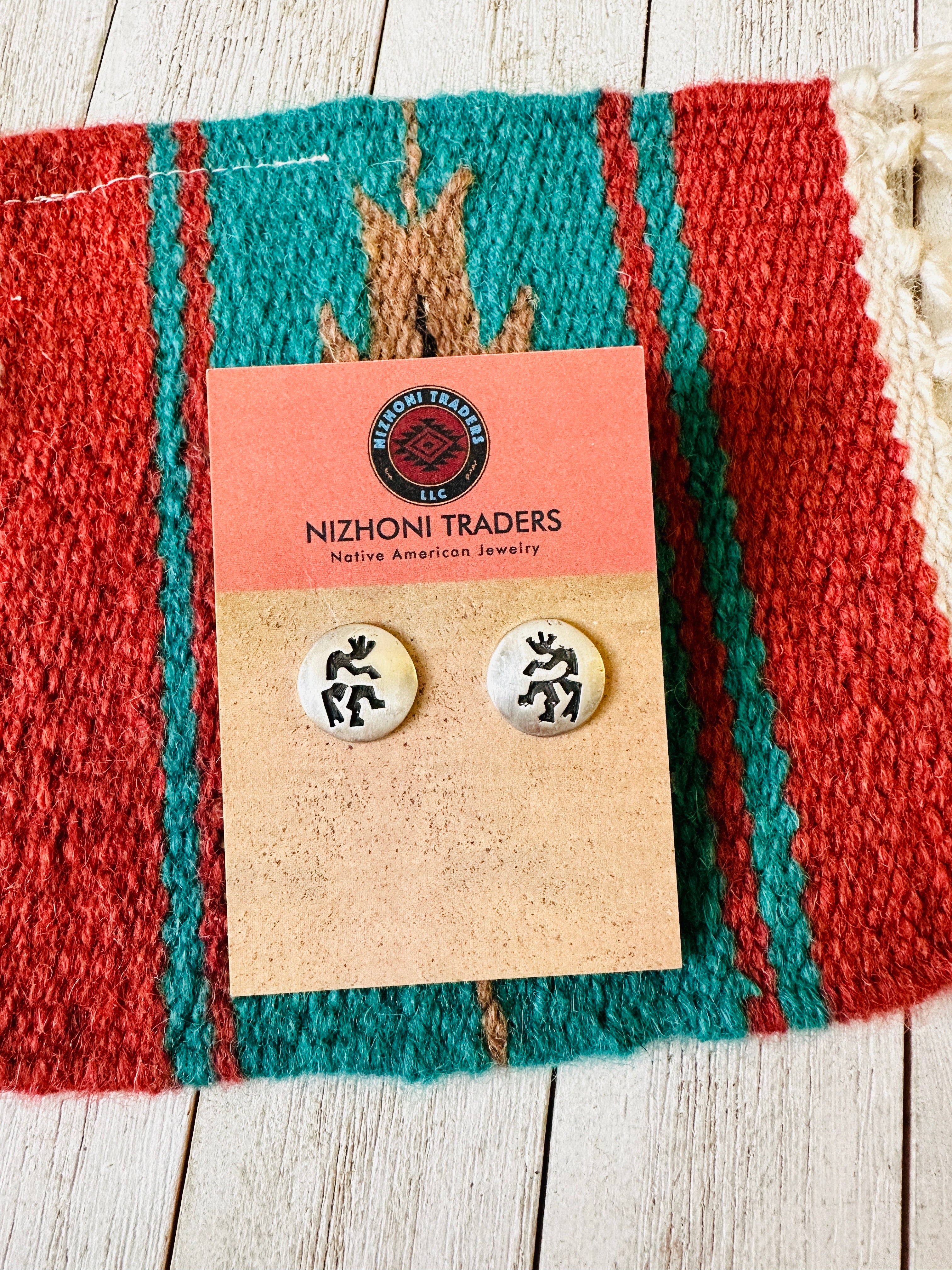 Vintage Navajo Sterling Silver Kachina Stud Earrings